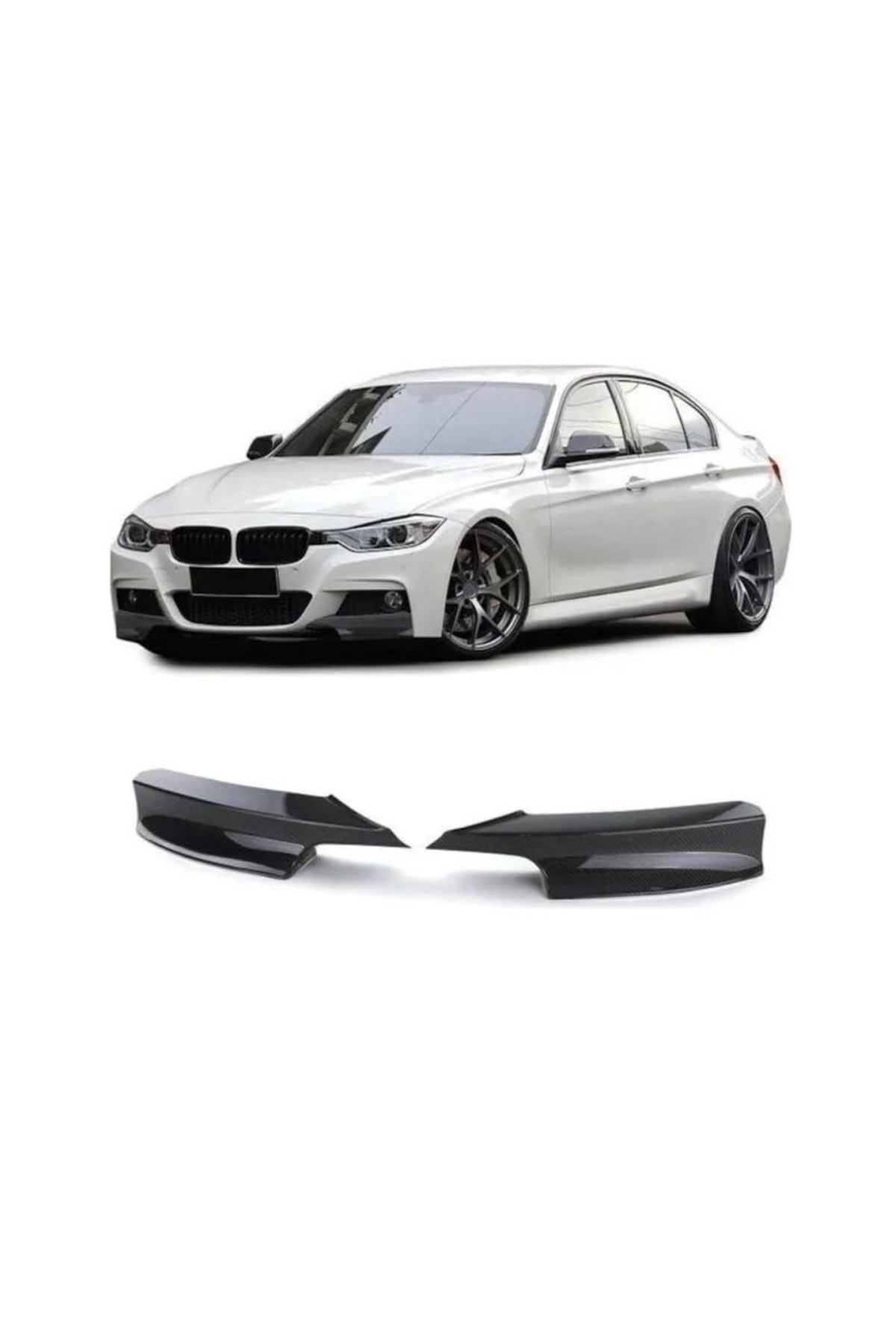 Bmw F30 M Paket Ön Tampon Flap Seti̇ 2 Parça | Piano Black | Spoiler Kanat