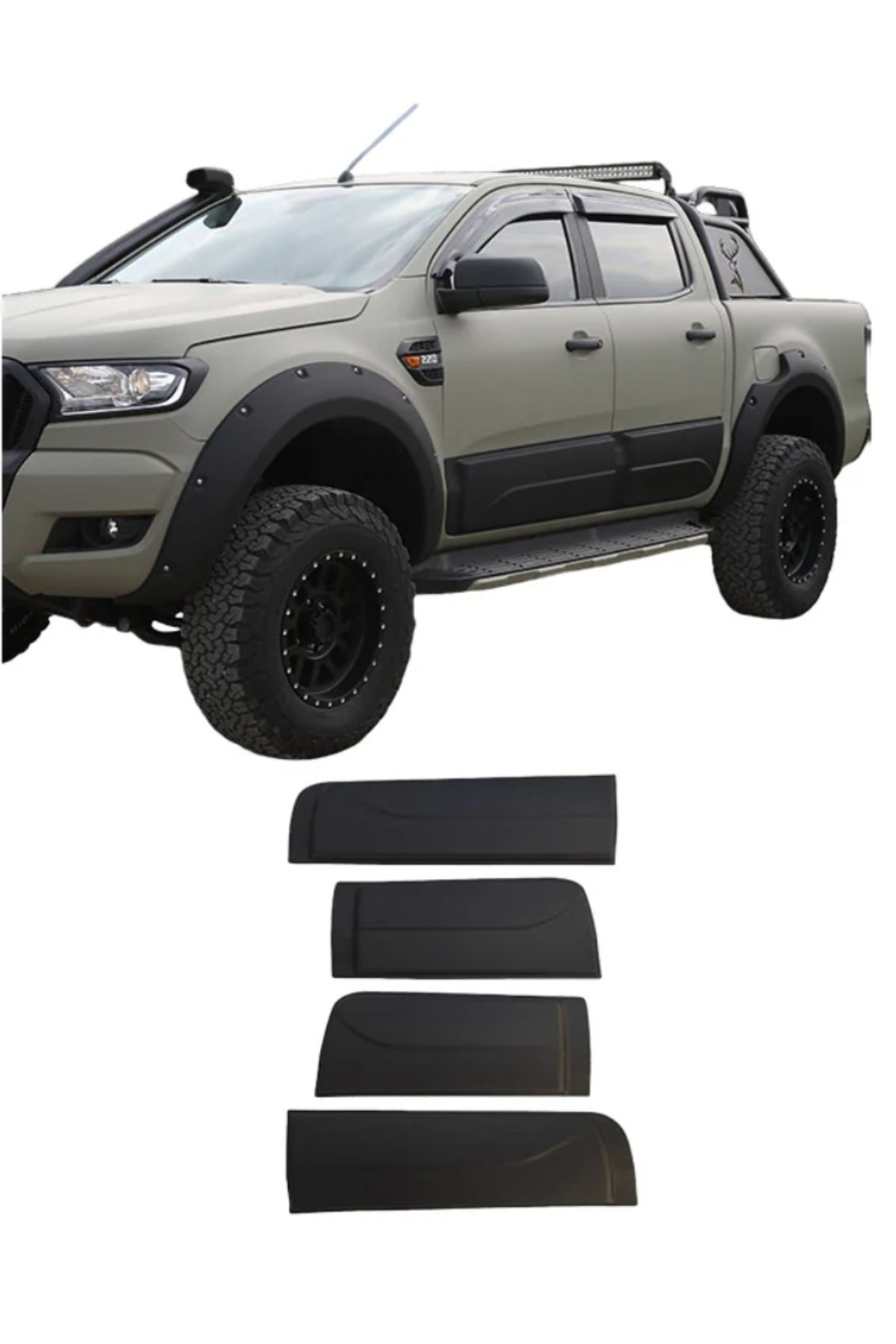 Ford Ranger T6 T7 T8 2012-2022 Kapı Kaplama Seti | Yan Kapı Koruma – Mat Siyah