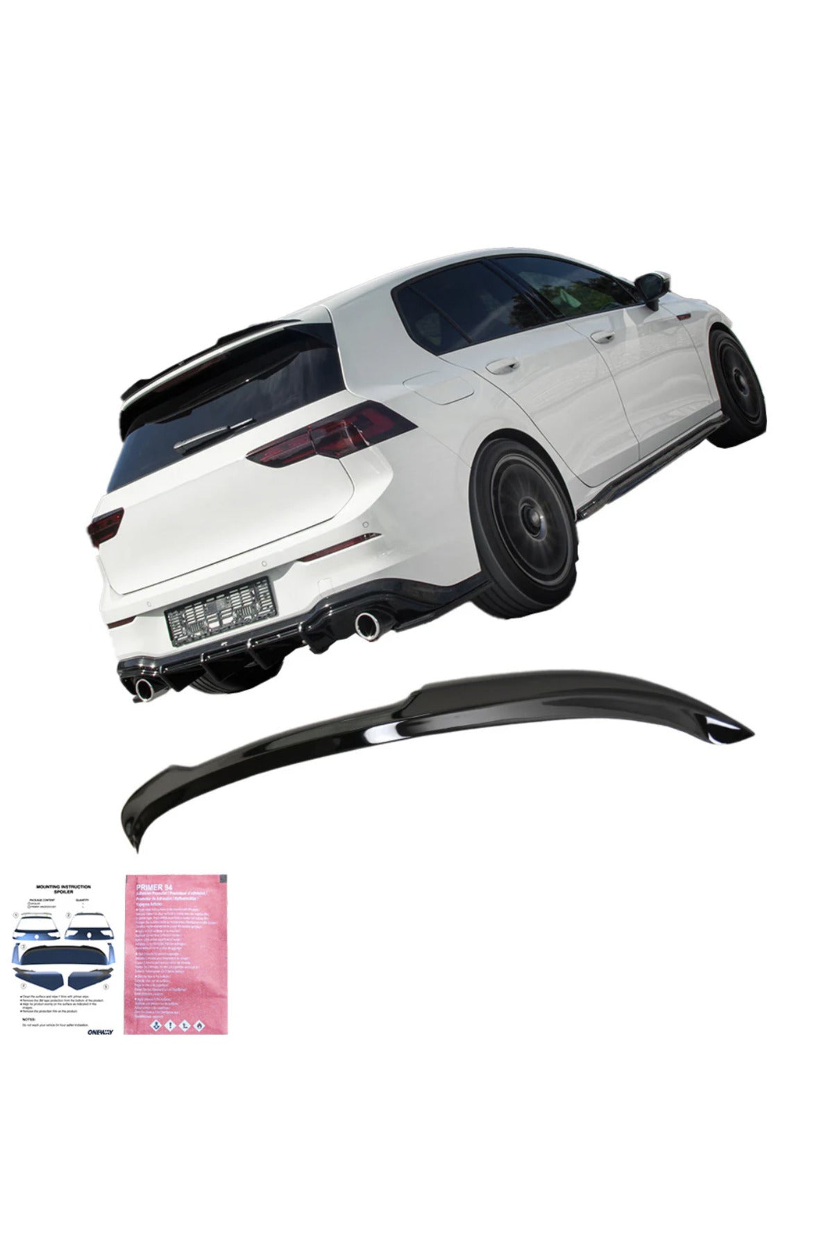 Volkswagen Golf 8 R-Line 2020+ Spoiler Piano Black Bagaj Üstü Spoiler Eki