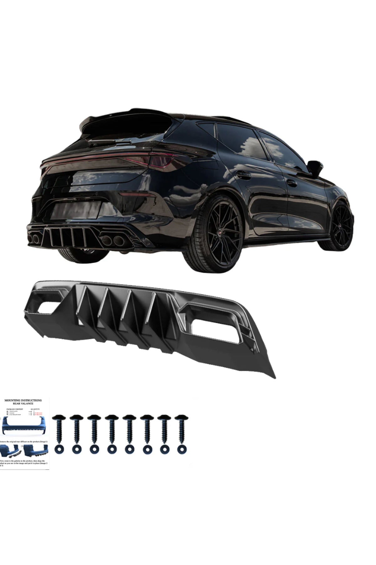 Cupra Leon 2020+ Arka Difüzör Piano Black Difüzör Eki
