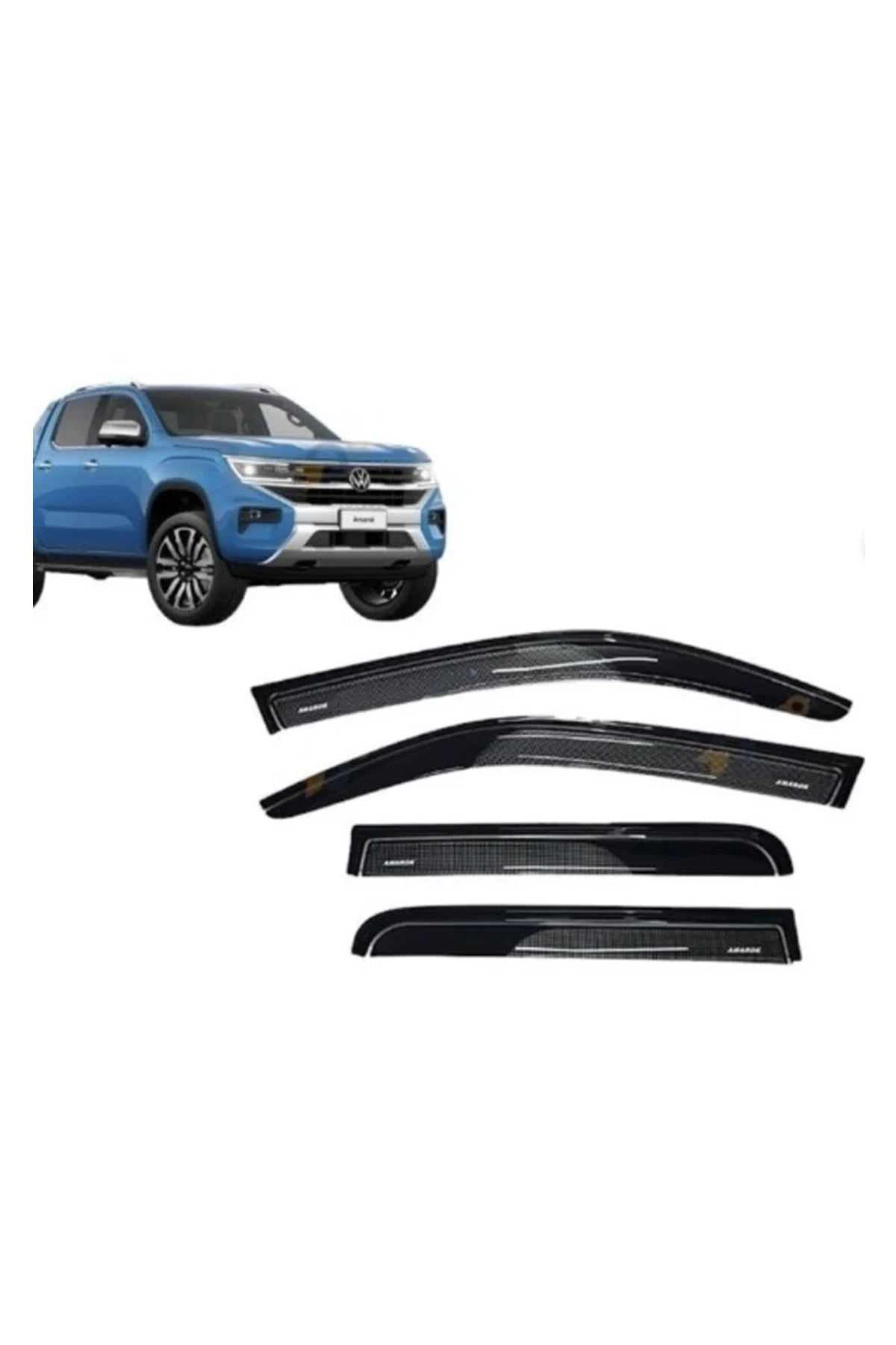 Volkswagen Amarok 2022+ Cam Rüzgarlığı Seti | 4 Parça Yan Cam Rüzgarlığı – Parlak Siyah