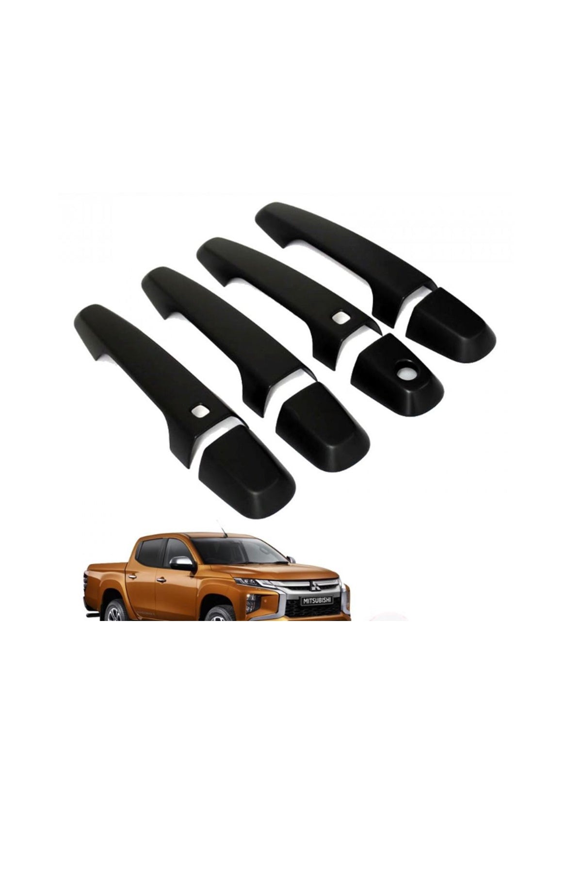 Mitsubishi L200 Kapı Kolu Kaplaması 2019+ Uyumlu | Mat Siyah | İthal Abs