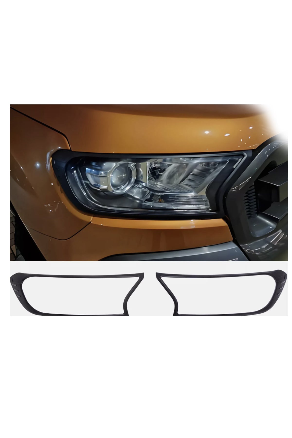 Ford Ranger T7 T8 Far Koruma Çerçevesi Seti | Ön Far Çerçevesi Kaplama / Trim – Siyah