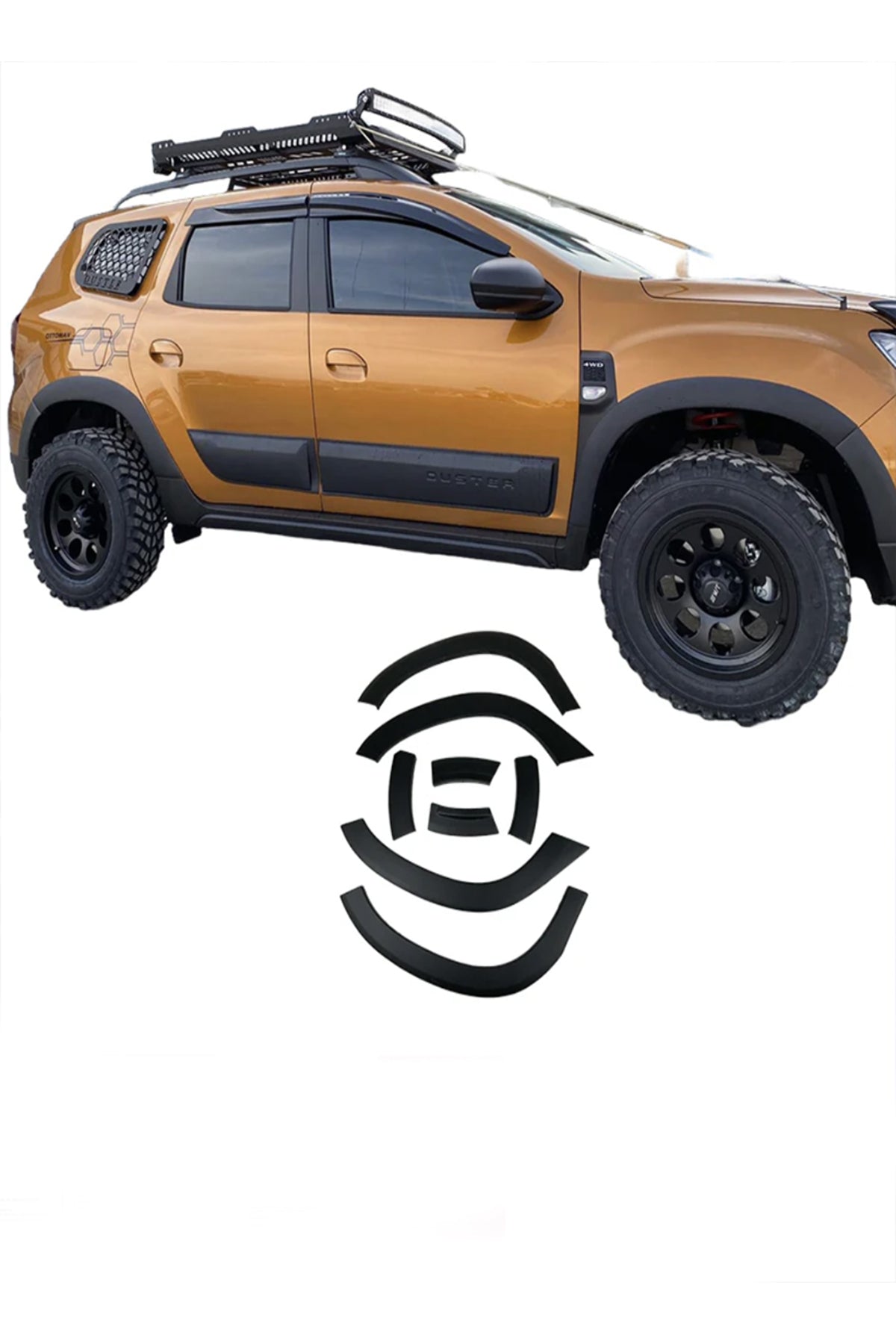 2018+ Dacia Duster Çamurluk Ve Kapı Dodik Kaplama Kabartma Koruma 12 Parça (Düz Model)