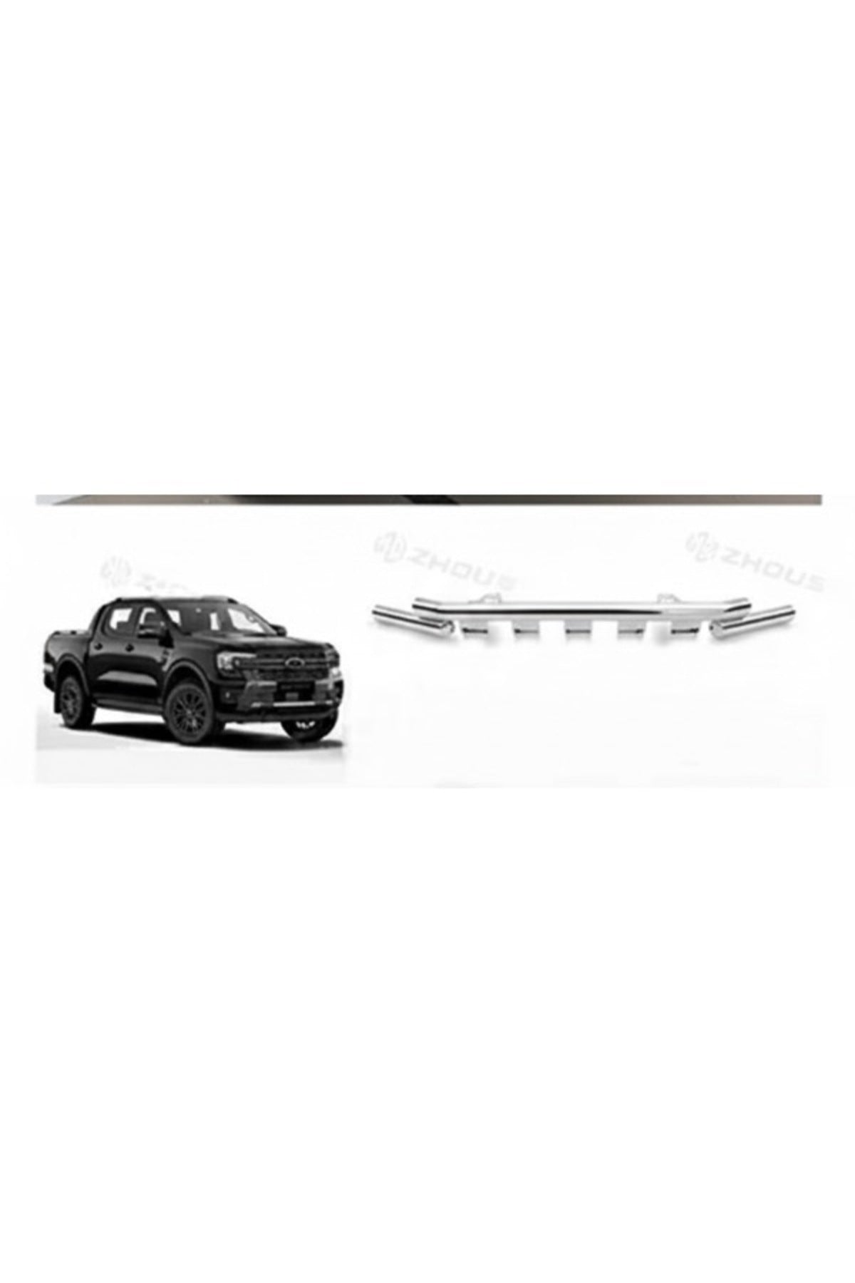 2023+Ve Üzeri̇ Uyumlu T9 Ford Ranger Ön Tampon Koruma Demi̇ri̇ Krom Ni̇kelaj