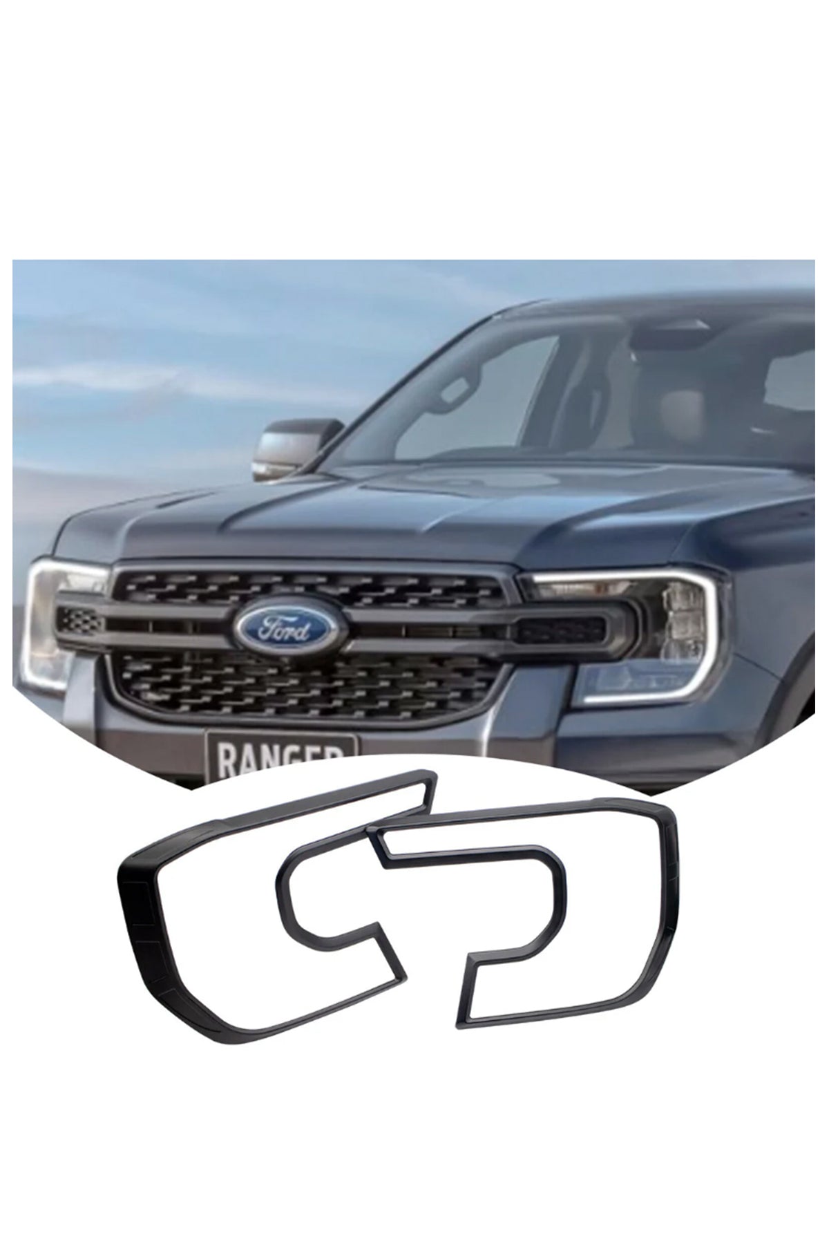 Ford Ranger T9 Ön Far Çerçevesi Seti | Far Çerçeve Kaplama / Trim – Siyah