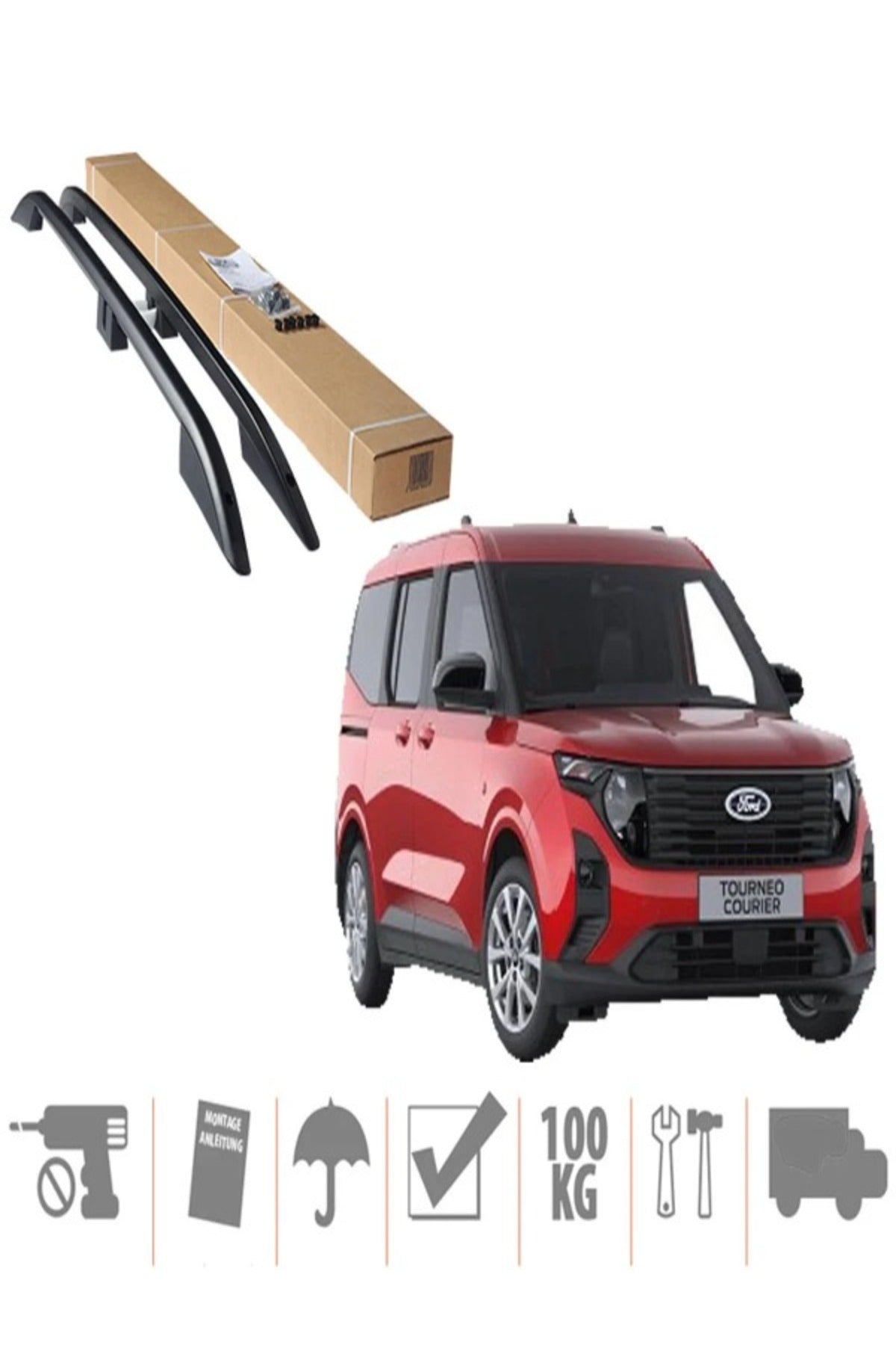 2024 Ve Üzeri Uyumlu Ford Courier Tavan Çıtası Siyah
