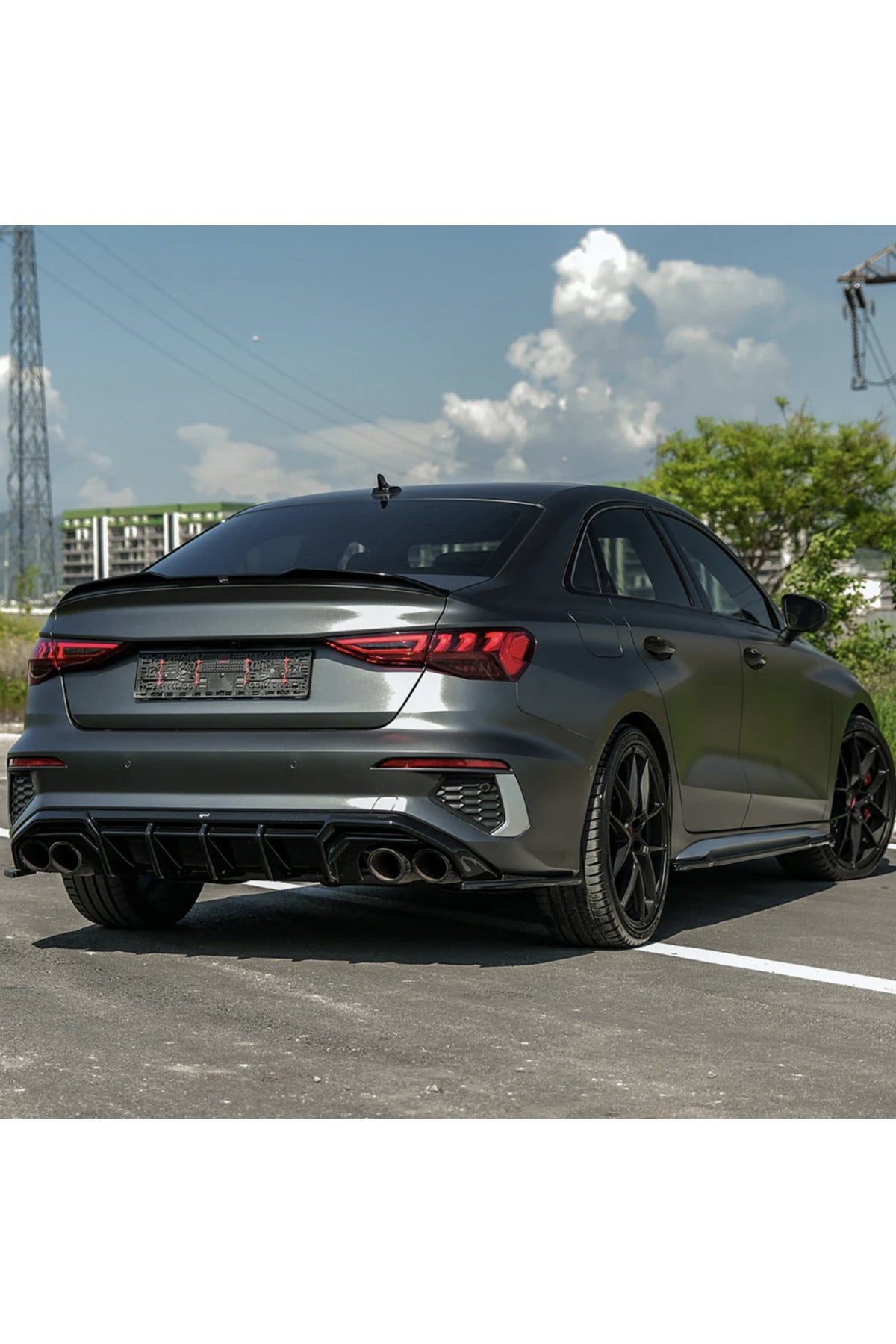 Audi A3 8Y Sedan S-Line 2020-2024 Arka Difüzör & Flap Seti | Sportif Tampon Altı Paket