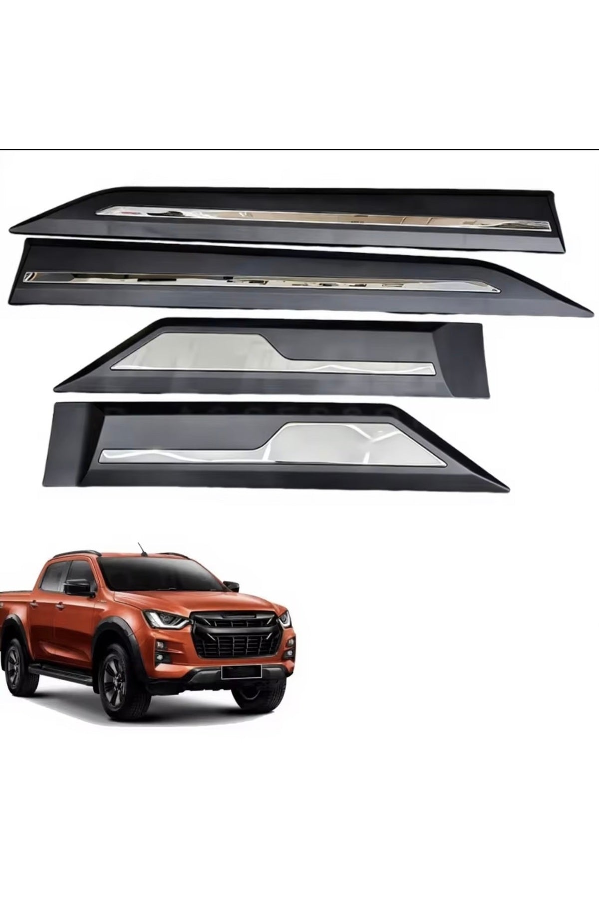 2021+ Isuzu D-Max Kapı Gövde Kaplama Seti Kabartma Krom Desenli 4 Parça Yan Kapı Koruma İthal - TMZ Garage