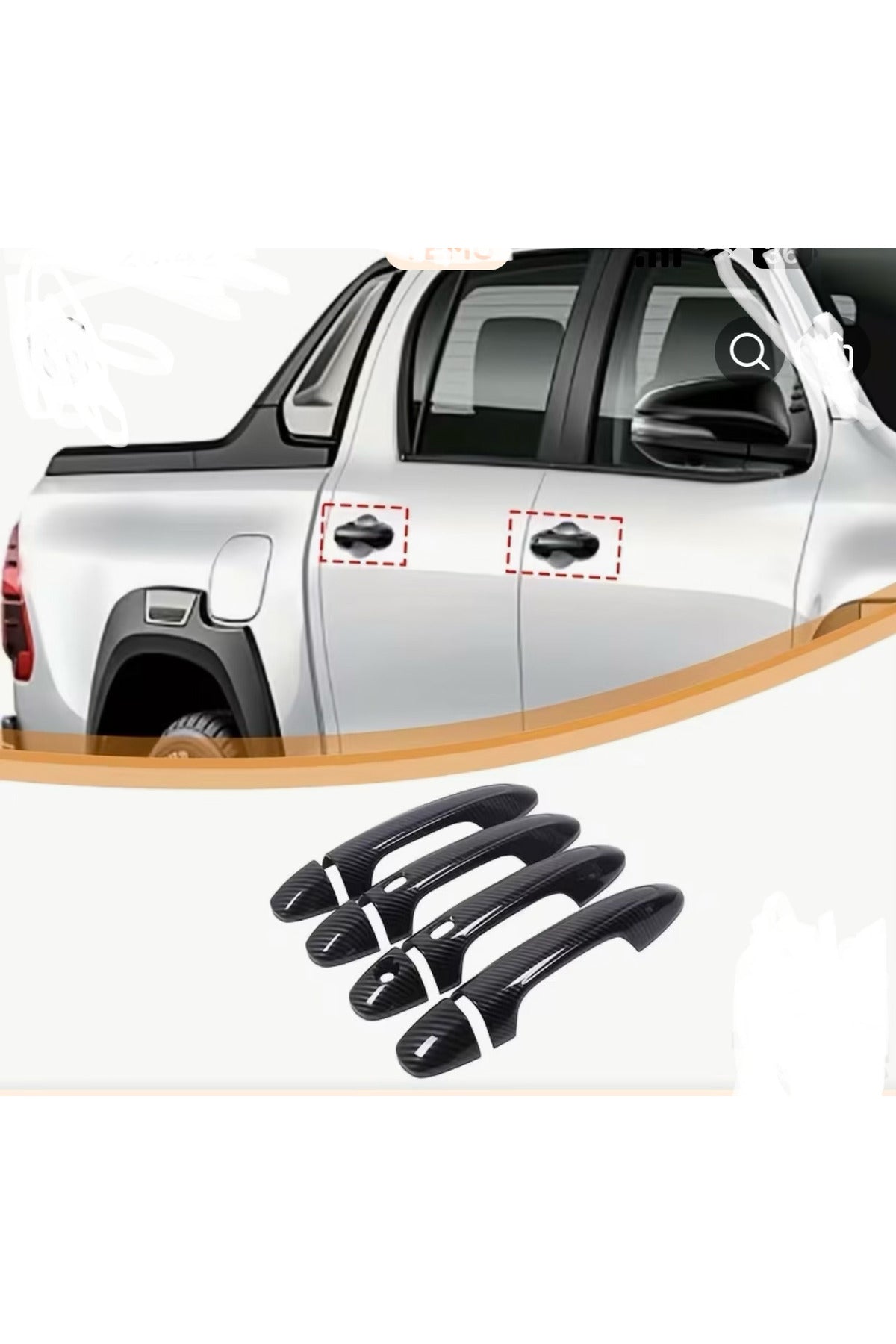 2016-2023 Toyota Hilux Revo Karbon Kapı Kolu Kaplama İthal