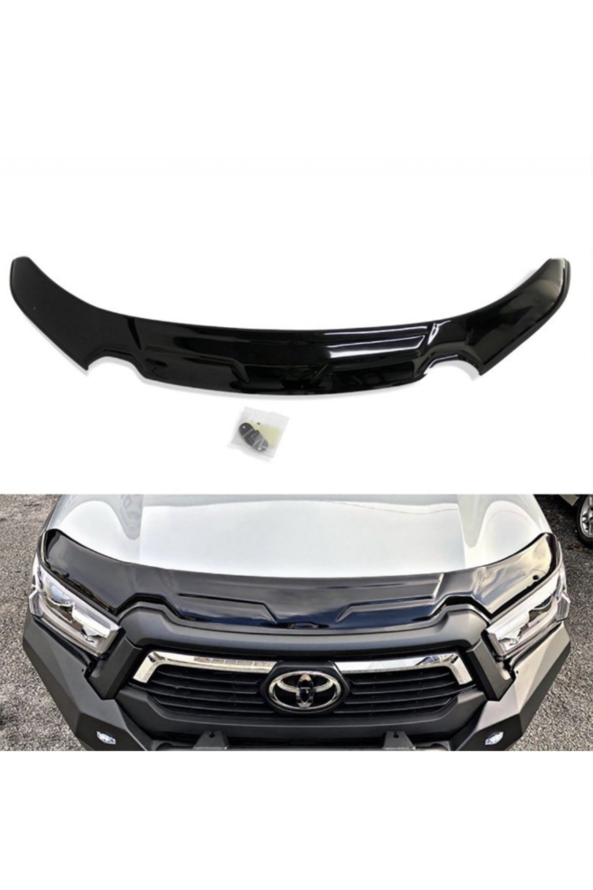 Toyota Hilux 2021+ Yarasa Kaput Rüzgarlığı (Hood Deflector) | Kaput Koruma Siperliği – Siyah