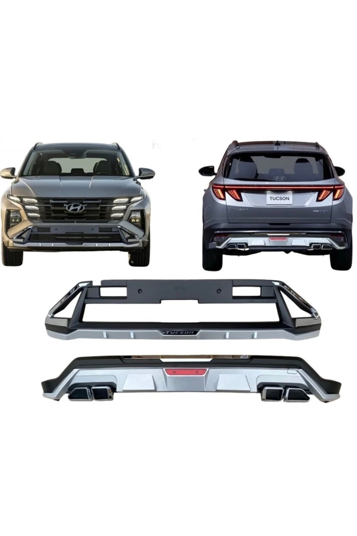 Hyundai Tucson Ön Ve Arka Tampon Difüzör Koruma 2024+ Uyumlu