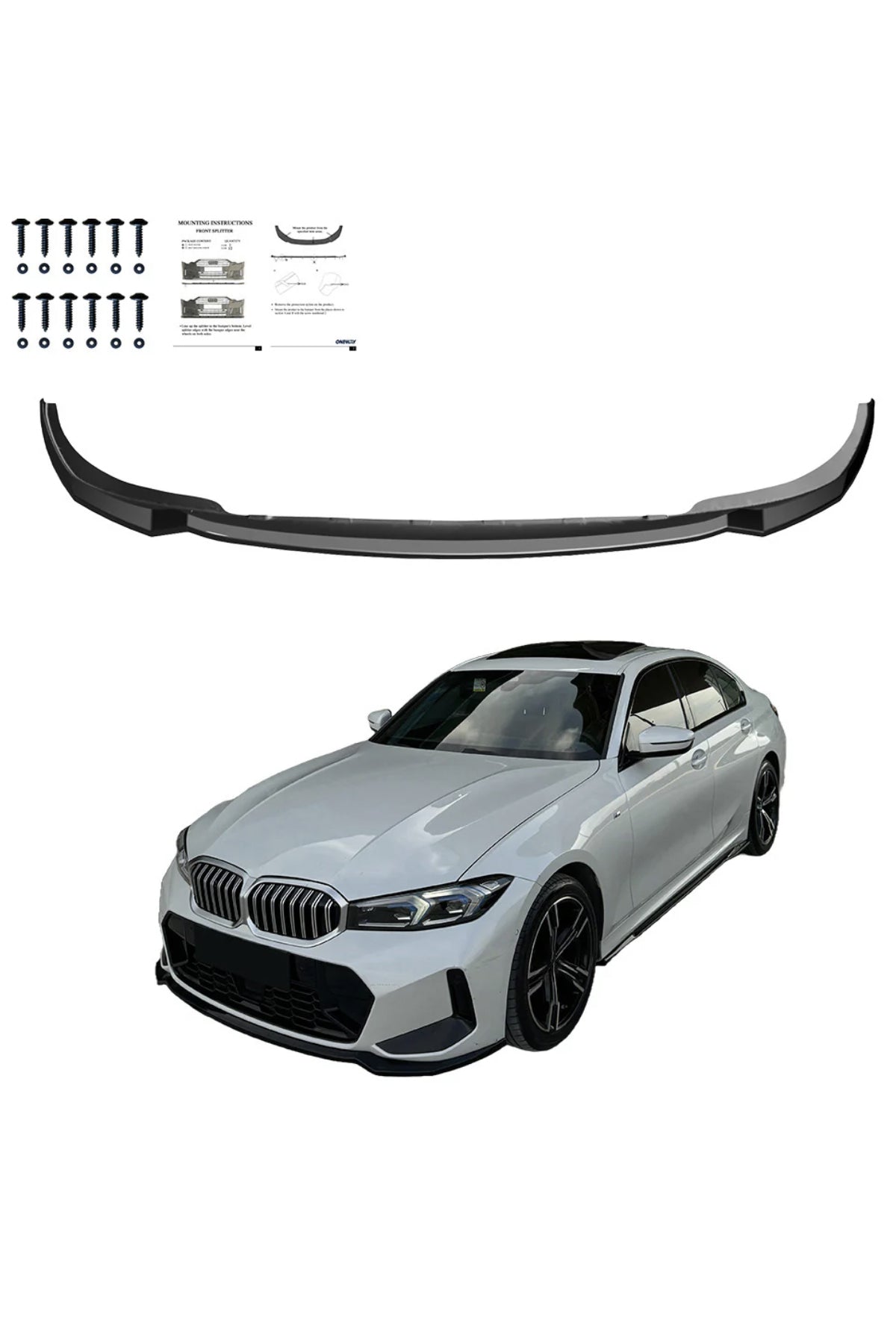 Bmw 3 Serisi G20 2022+ Ön Lip Parlak Siyah | Sport Ön Tampon Lipi Body Kit Ön Tampon Alt Lip