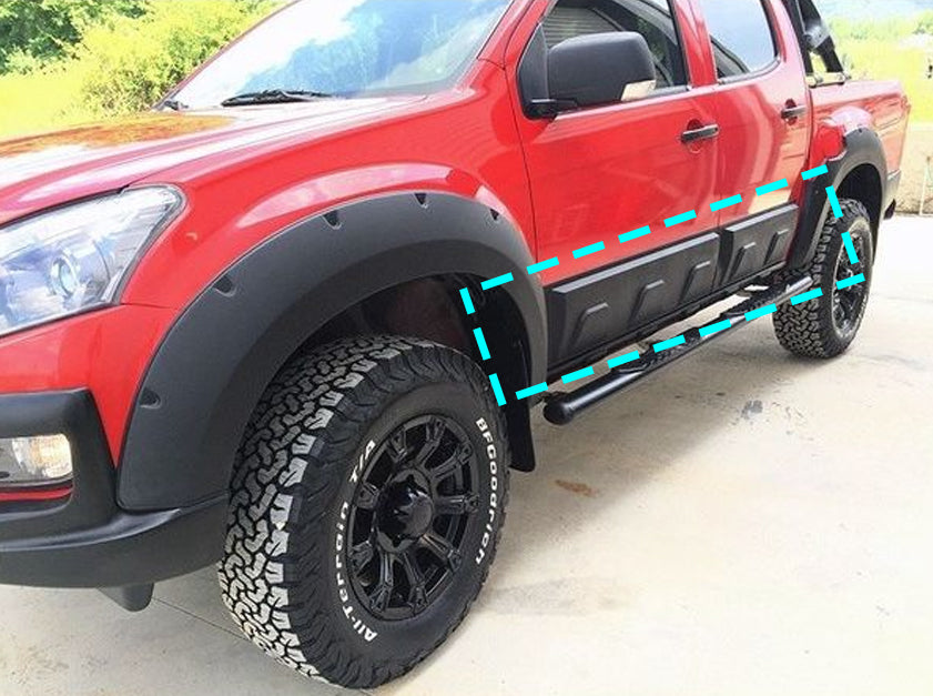 2012-2019 Isuzu D-Max Kapı Gövde Kaplama Kabartmalı Dodik Seti | 4 Parça İthal Premium Koruma