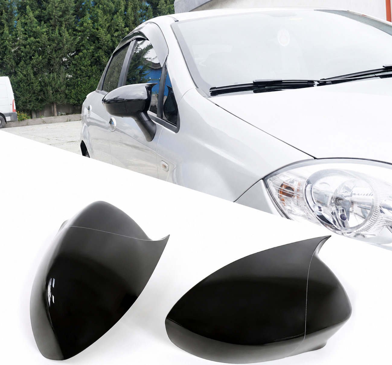 Fiat Linea 2007-2015 Batman Yarasa Ayna Kapağı Parlak Siyah Sportif Yan Ayna Kaplaması