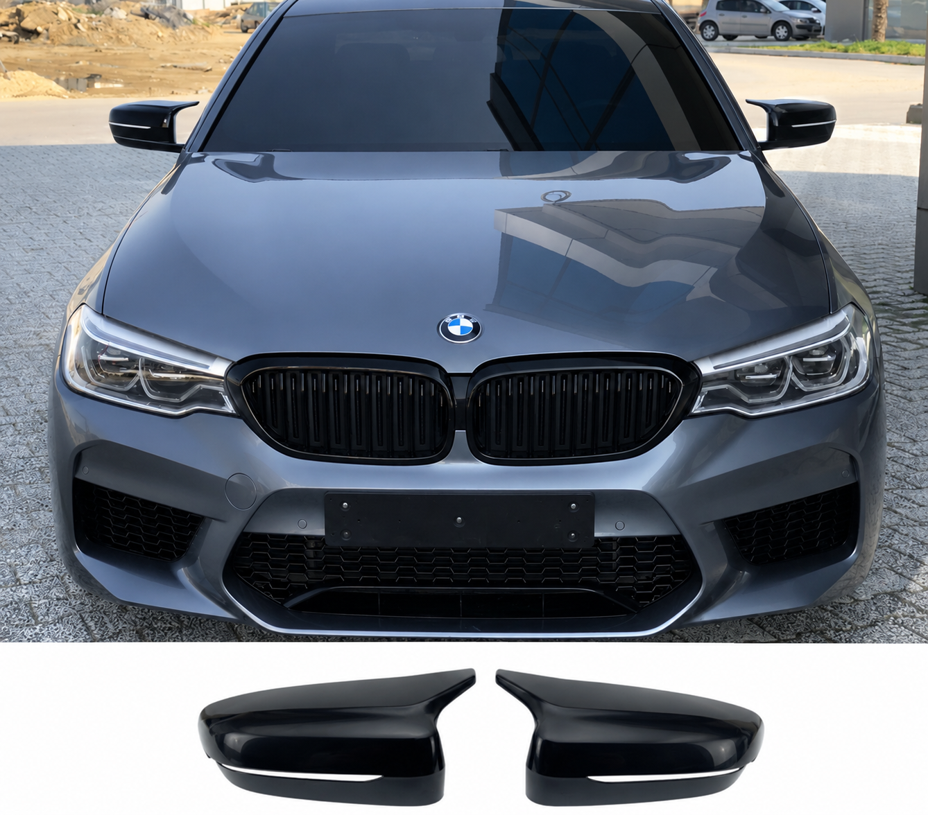 BMW 5 Serisi G30 2017+ Yarasa Ayna Kapağı Parlak Siyah Sportif Yan Ayna Kaplaması