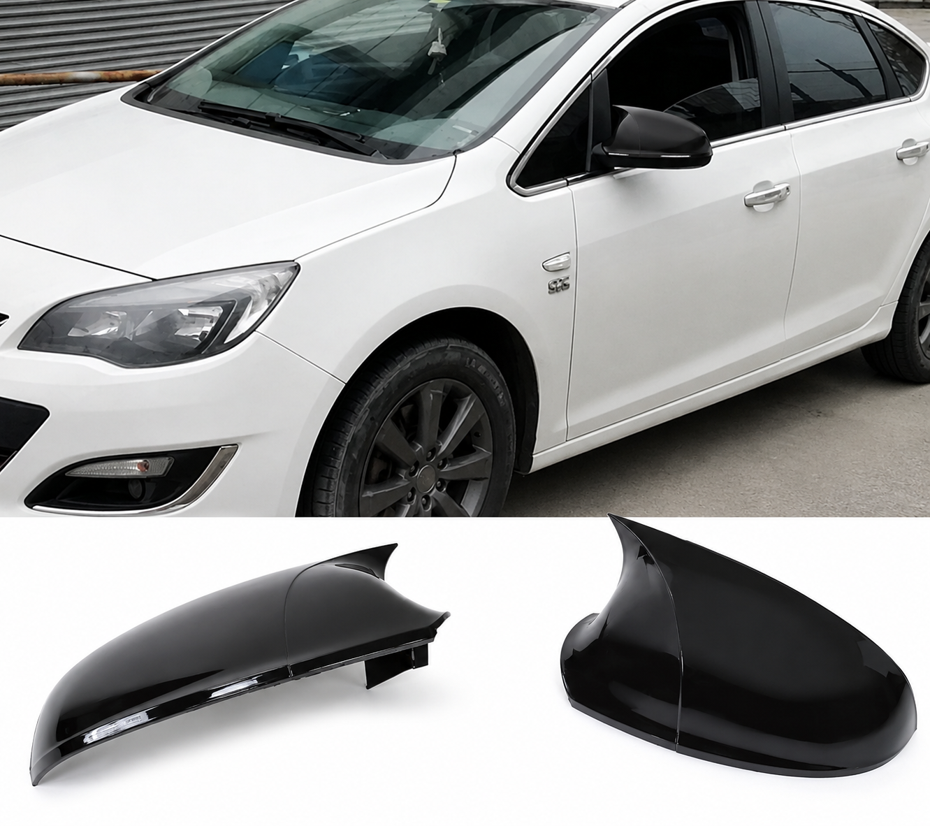 Opel Astra J 2009-2015 Batman Yarasa Ayna Kapağı Parlak Siyah Sportif Yan Ayna Kaplaması