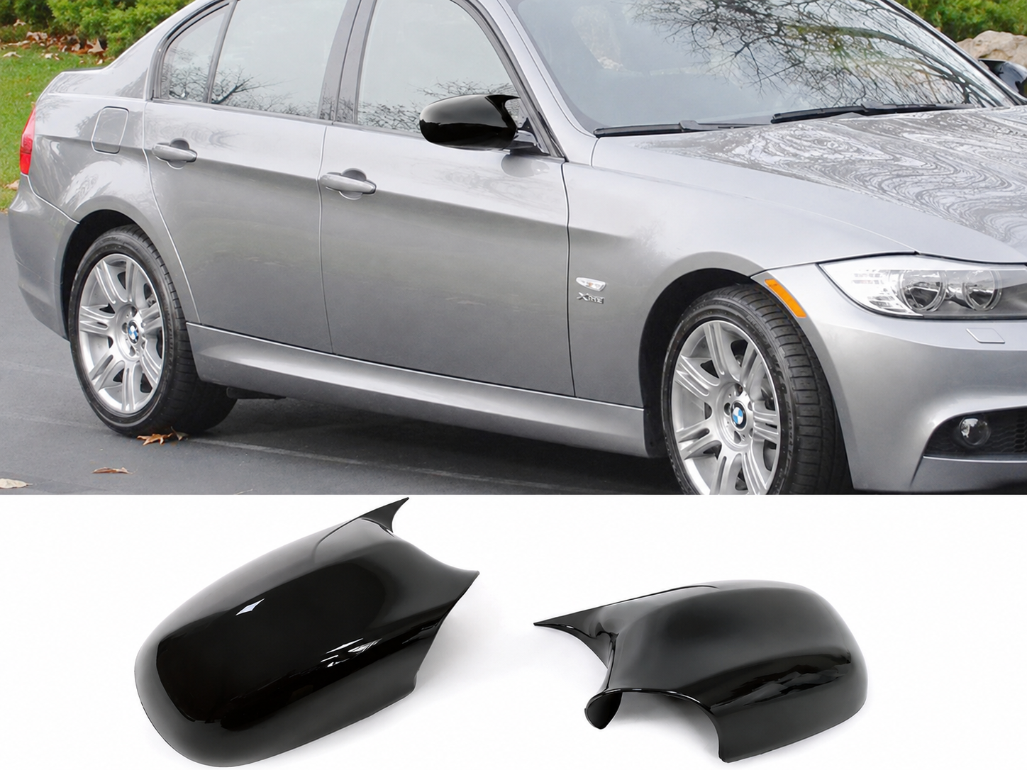 BMW E90 LCI 2008-2011 Yarasa Ayna Kapağı Parlak Siyah Sportif Ayna Kaplaması