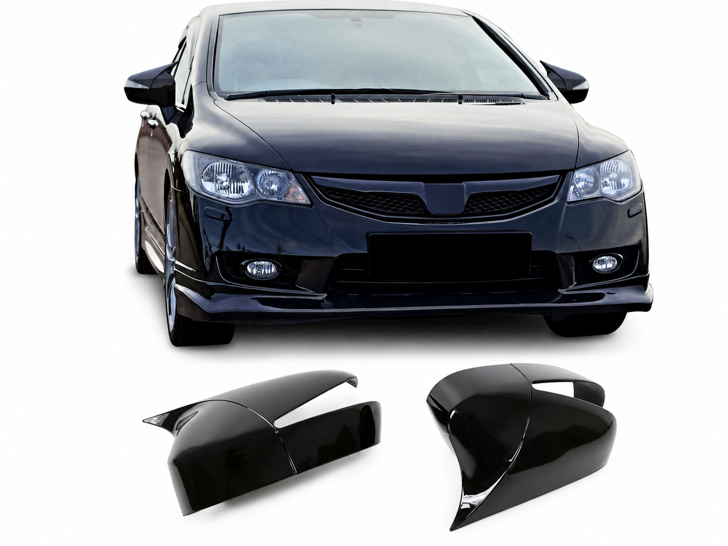 Honda Civic FD6 2006-2011 Batman Yarasa Ayna Kapağı Parlak Siyah Sportif Yan Ayna Kaplaması
