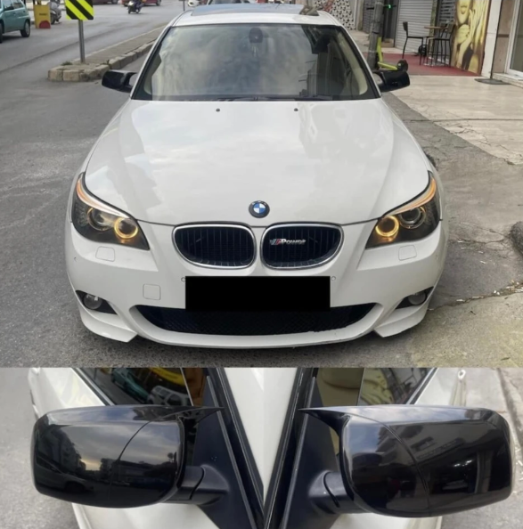 BMW 5 Serisi E60 Batman Yarasa Ayna Kapağı Parlak Siyah Sportif Yan Ayna Kaplaması