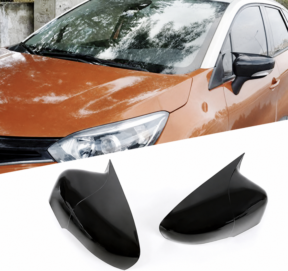 Renault Captur 2013-2019 Batman Yarasa Ayna Kapağı Parlak Siyah Sportif Yan Ayna Kaplaması