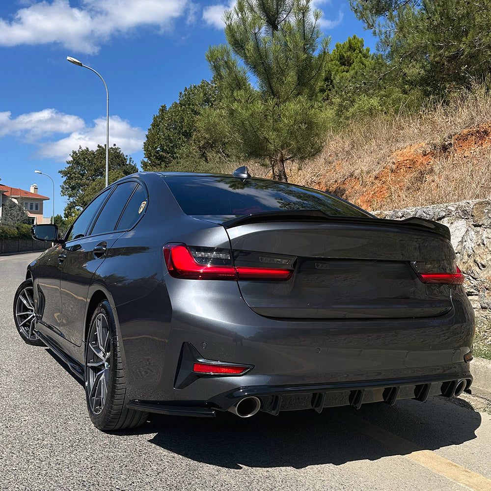 Bmw 3 Serisi G20 2018-2022 Arka Difüzör Sportline Uyumlu Piano Black Abs Tampon Altı