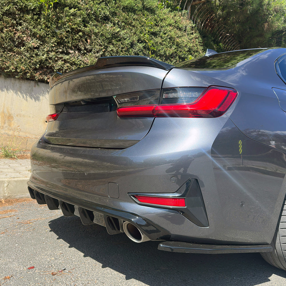 Bmw 3 Serisi G20 2018-2022 Arka Difüzör Sportline Uyumlu Piano Black Abs Tampon Altı