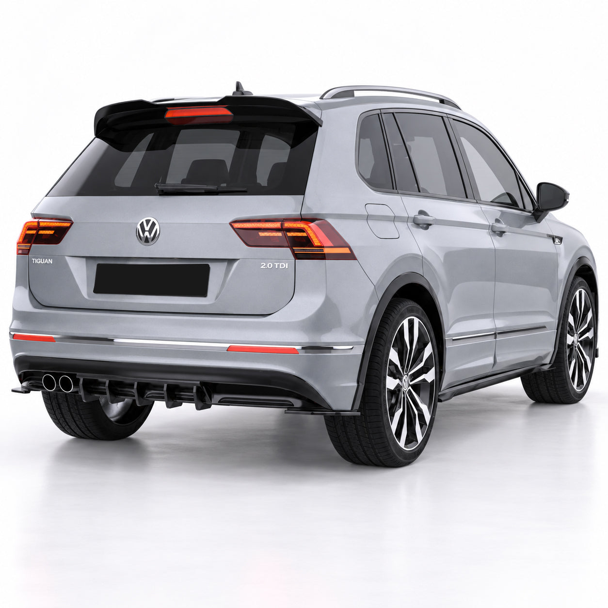Volkswagen Tiguan R-Line 2015-2020 Parlak Siyah Arka Difüzör | Sportif Arka Tampon Eki