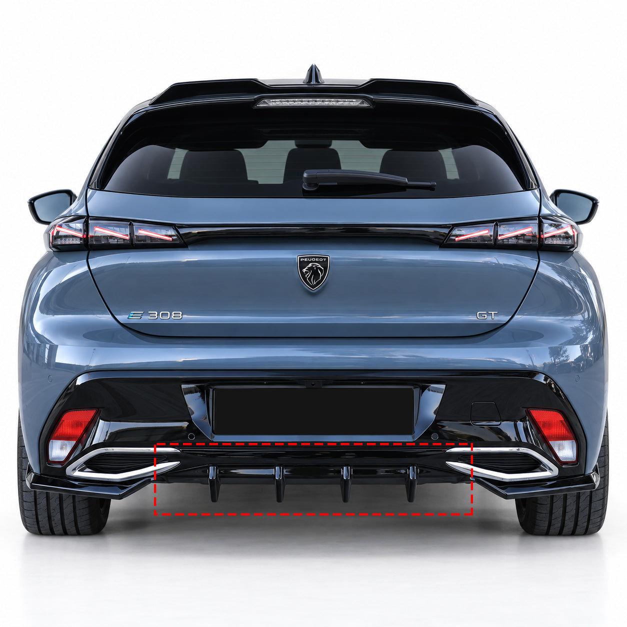 Peugeot 308 GT 2021+ Parlak Siyah Arka Difüzör | Sportif Arka Tampon Eki