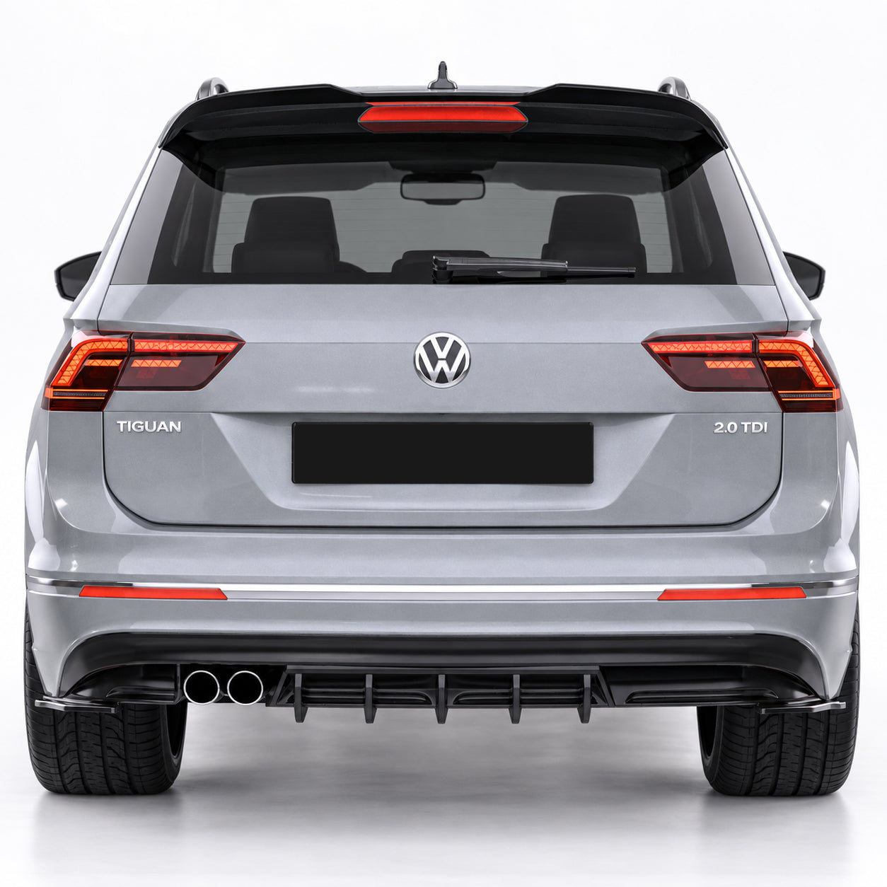 Volkswagen Tiguan R-Line 2015-2020 Parlak Siyah Body Kit Seti | Ön Lip Difüzör Flap Spoiler Marşpiyel