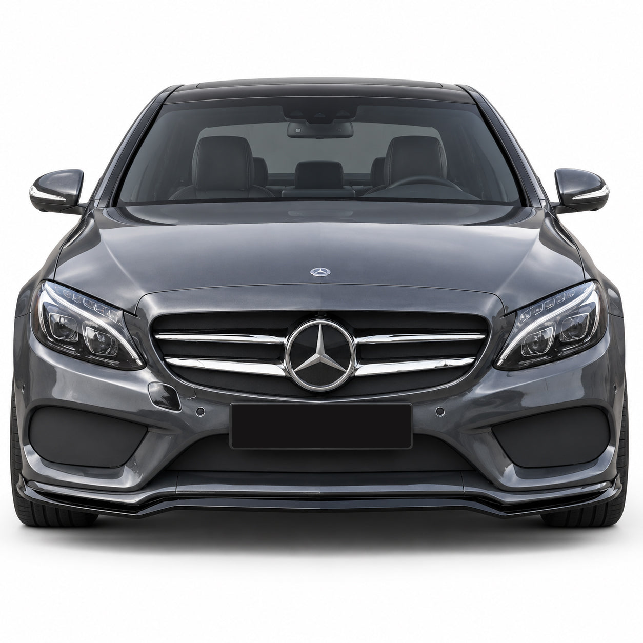 Mercedes W205 C Serisi AMG 2014-2018 Parlak Siyah Ön Lip | Sportif Ön Tampon Eki