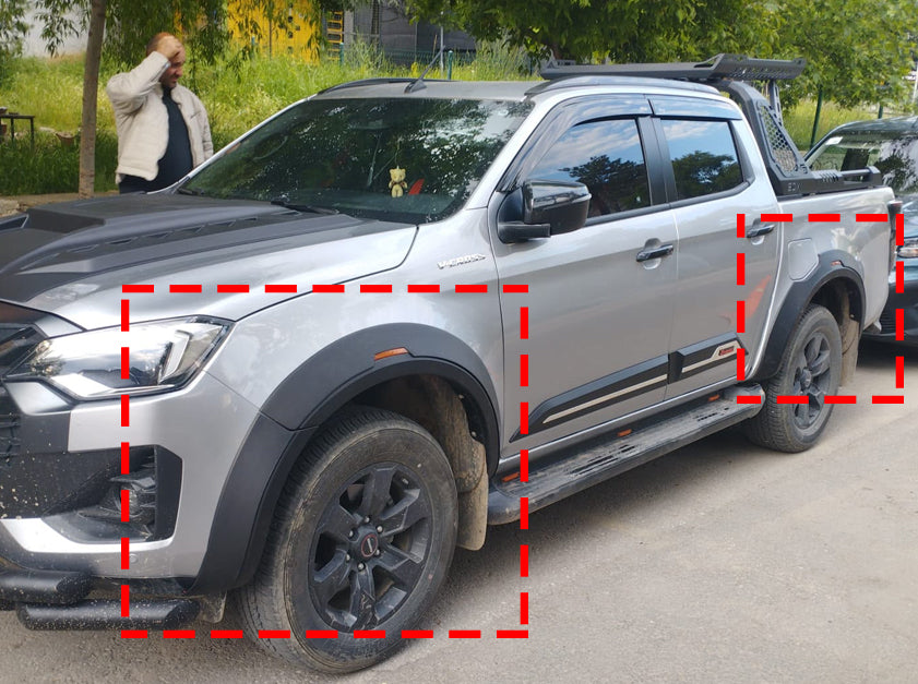 2020+ Isuzu D-Max Çamurluk Dodik Seti Reflektörlü Kabartma Kaplama Koruma Off Road İthal