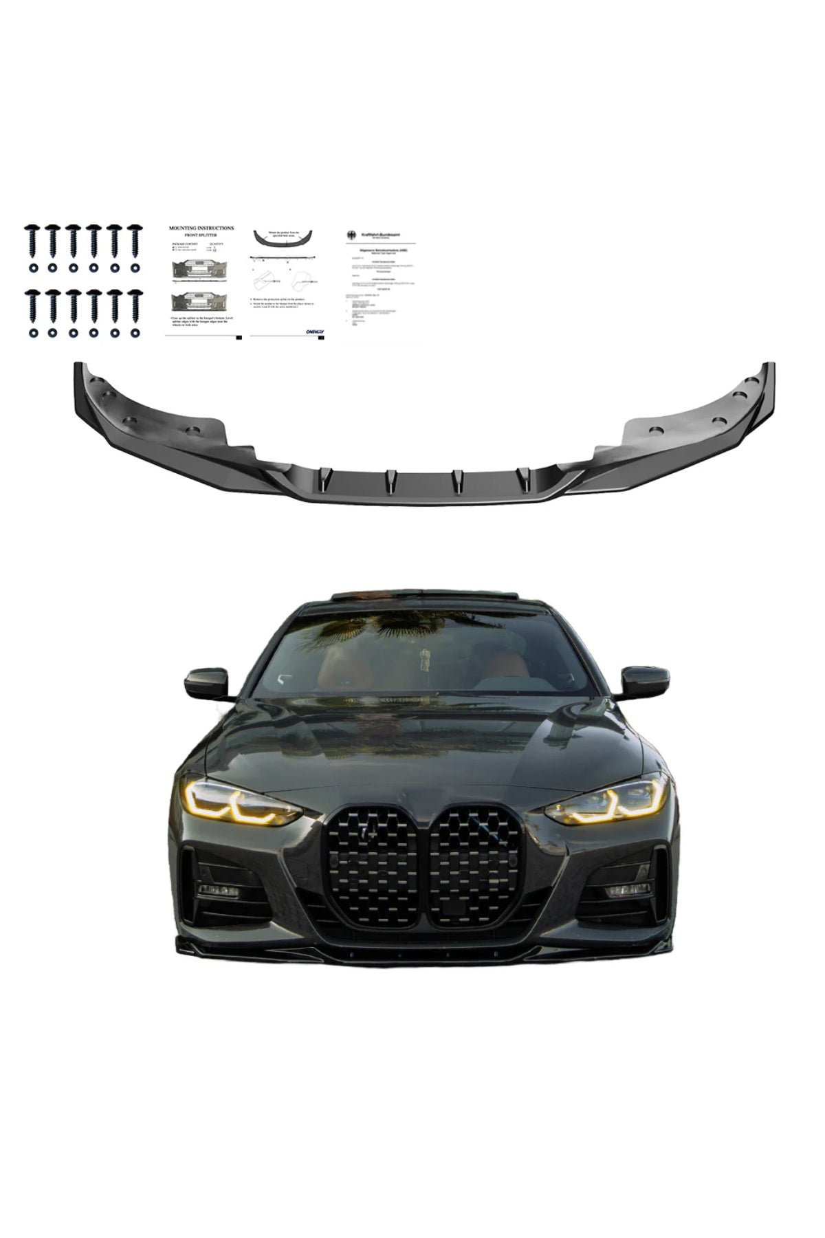 Bmw 4 Serisi G22 2020+ Ön Lip Parlak Siyah Sport Ön Tampon Lipi Body Kit Ön Alt Lip Spoiler