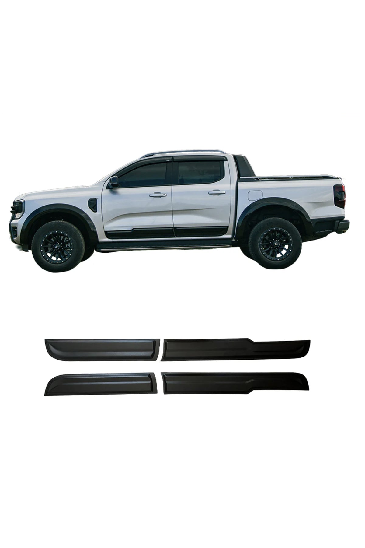Ford Ranger T9 Kapı Koruma Seti 4 Parça | Mat Siyah Kapı Yan Koruma