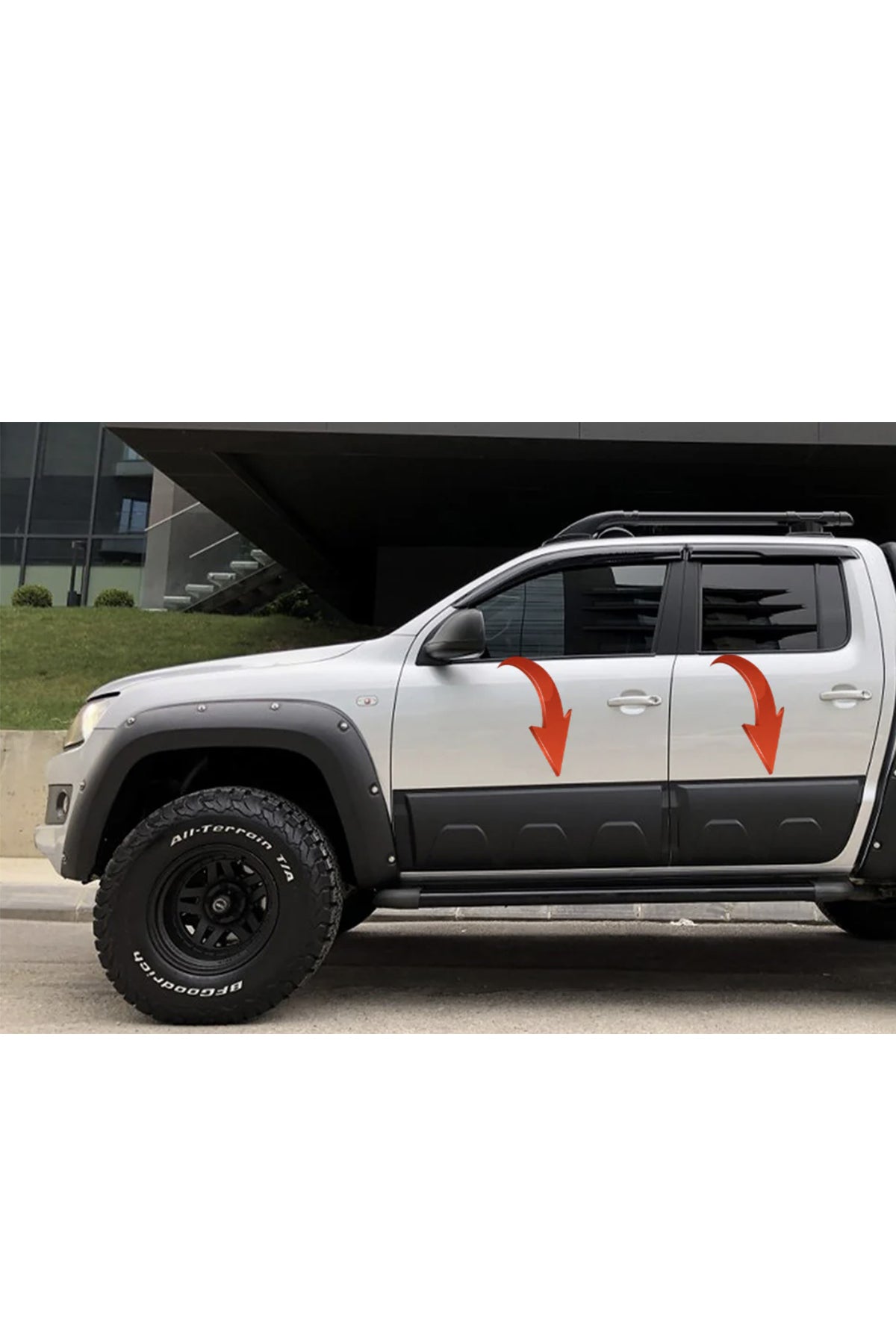 Volkswagen Amarok 2010-2021 Kapı Kaplama Seti 6 Parça | Mat Siyah Kapı Koruma / Yan Kapı Kaplama