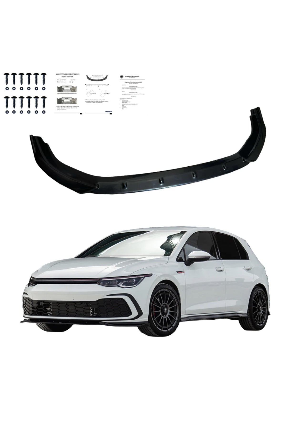 Volkswagen Golf 8 R Line 2020-2024 Ön Lip Piano Black Ön Tampon Alt Eki