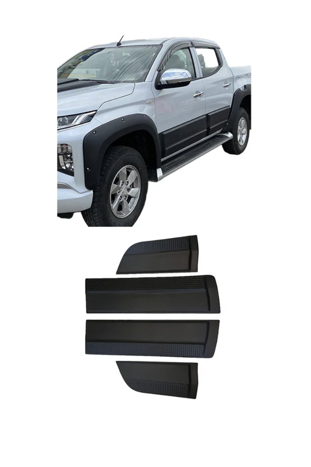 Mitsubishi L200 2015+ Kapı Koruma Seti | Mat Siyah Kapı Yan Koruma / Kapı Kaplama