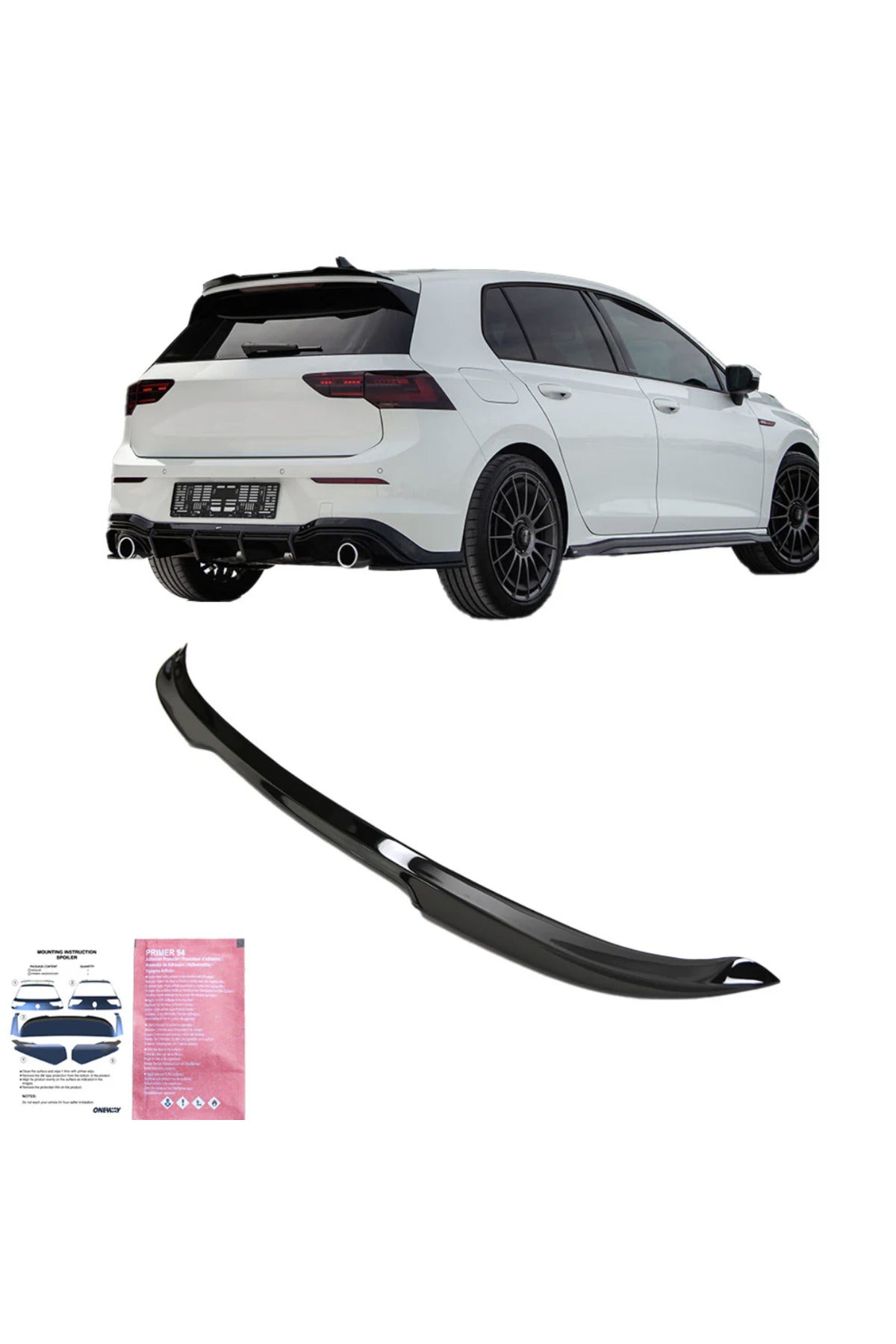Volkswagen Golf 8 R-Line 2020+ Spoiler Piano Black Bagaj Üstü Spoiler Eki