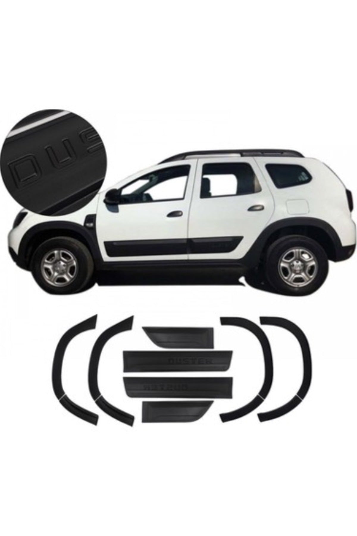 2018+ Dacia Duster Çamurluk Ve Kapı Dodik Kaplama Kabartma Koruma 12 Parça (Düz Model)