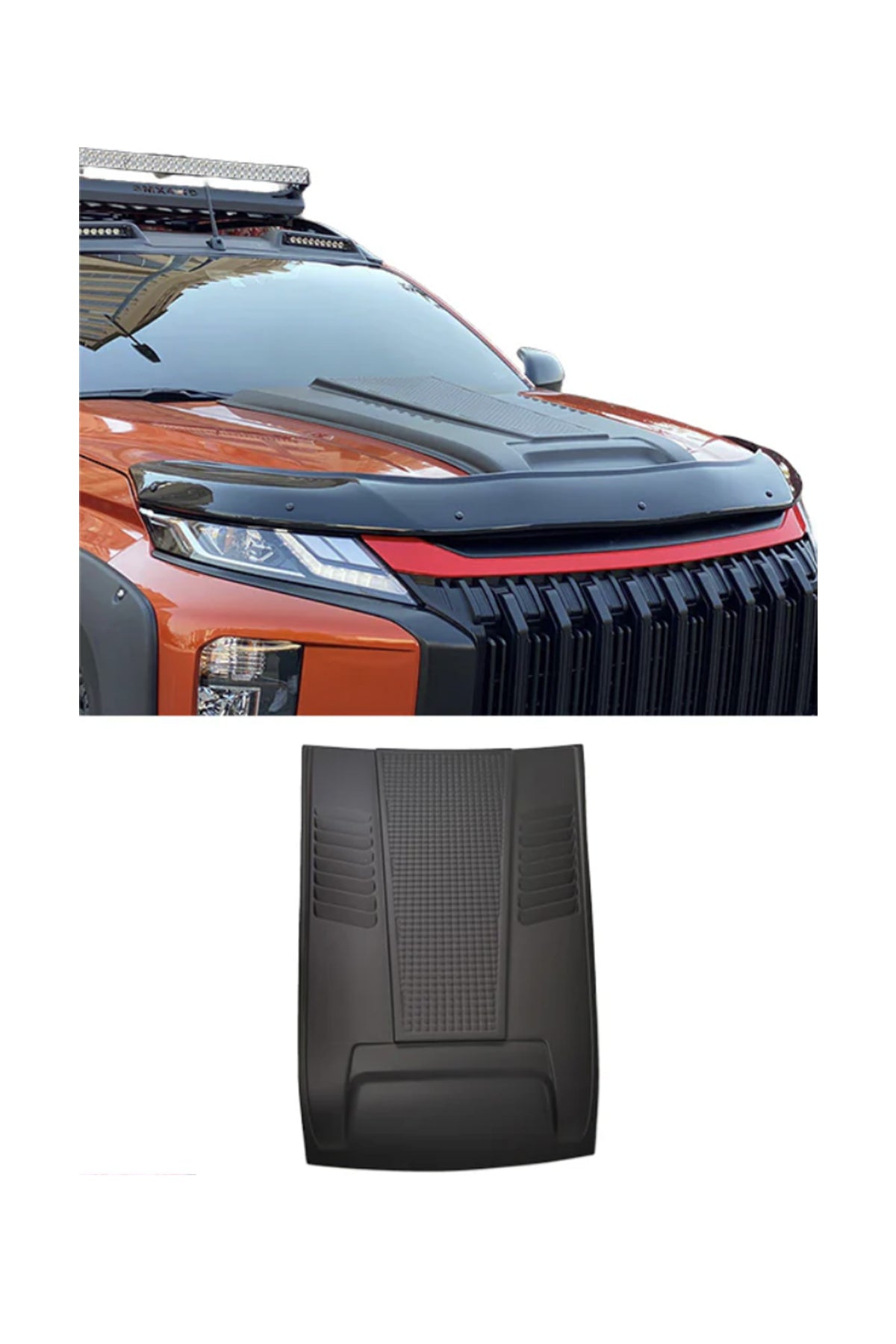 Mitsubishi L200 2015-2022 Kaput Scoop Kaplama | Kaput Üstü Hava Girişi Görünümlü Kaplama – Siyah