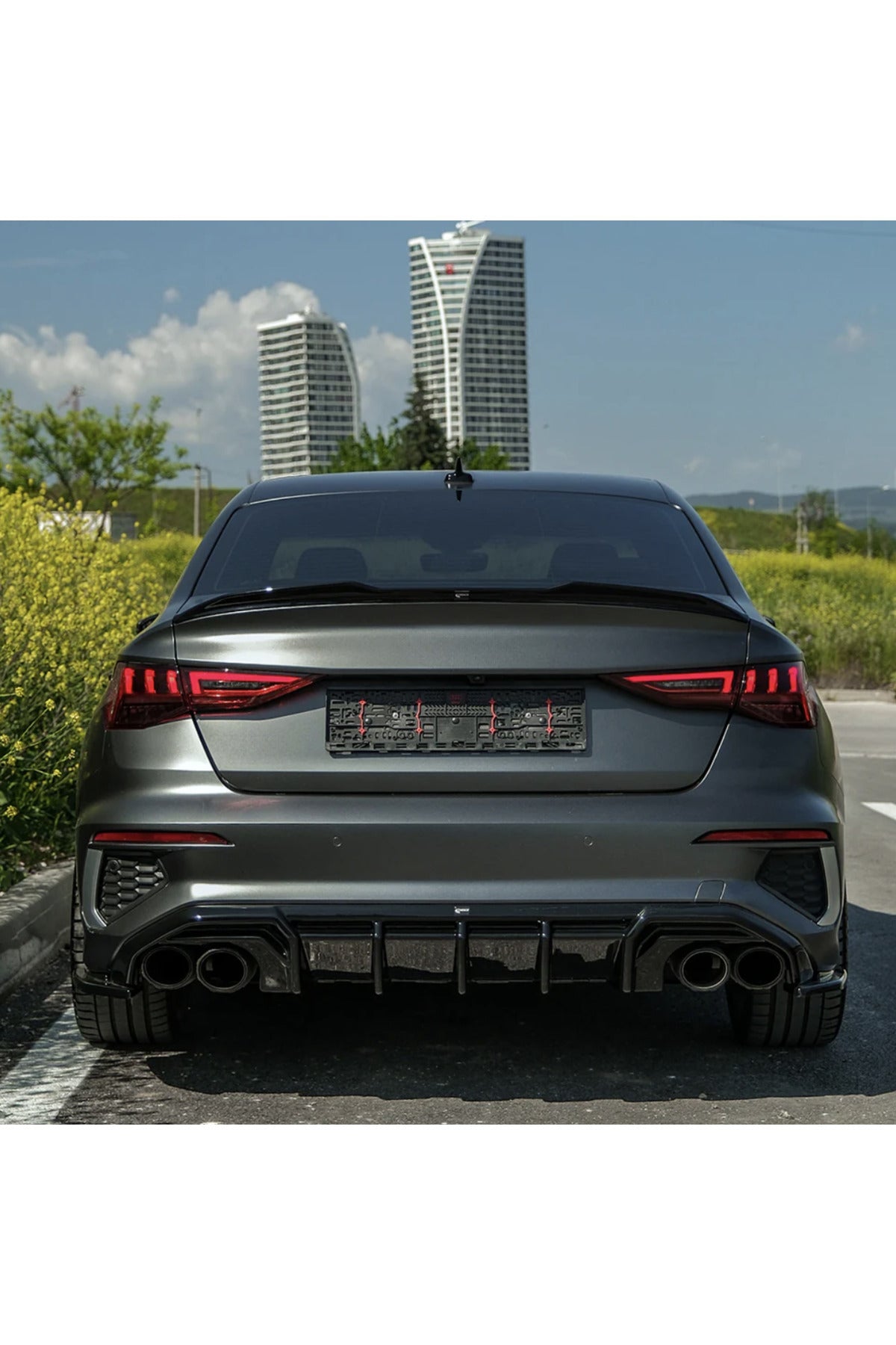 Audi A3 8Y Sedan S-Line 2020-2024 Arka Difüzör & Flap Seti | Sportif Tampon Altı Paket