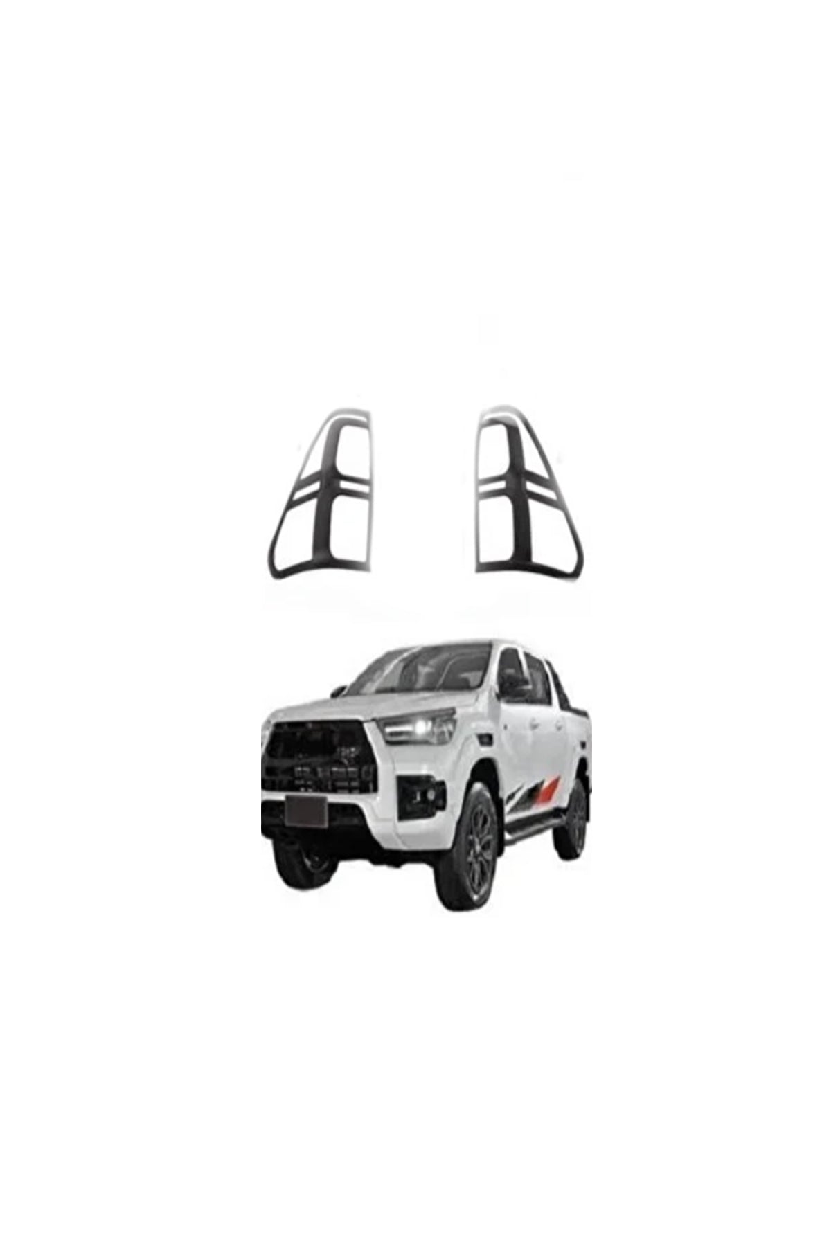 Toyota Hilux 2015-2022 Arka Stop Çerçevesi Takımı | Stop Çerçeve Kaplama / Siyah