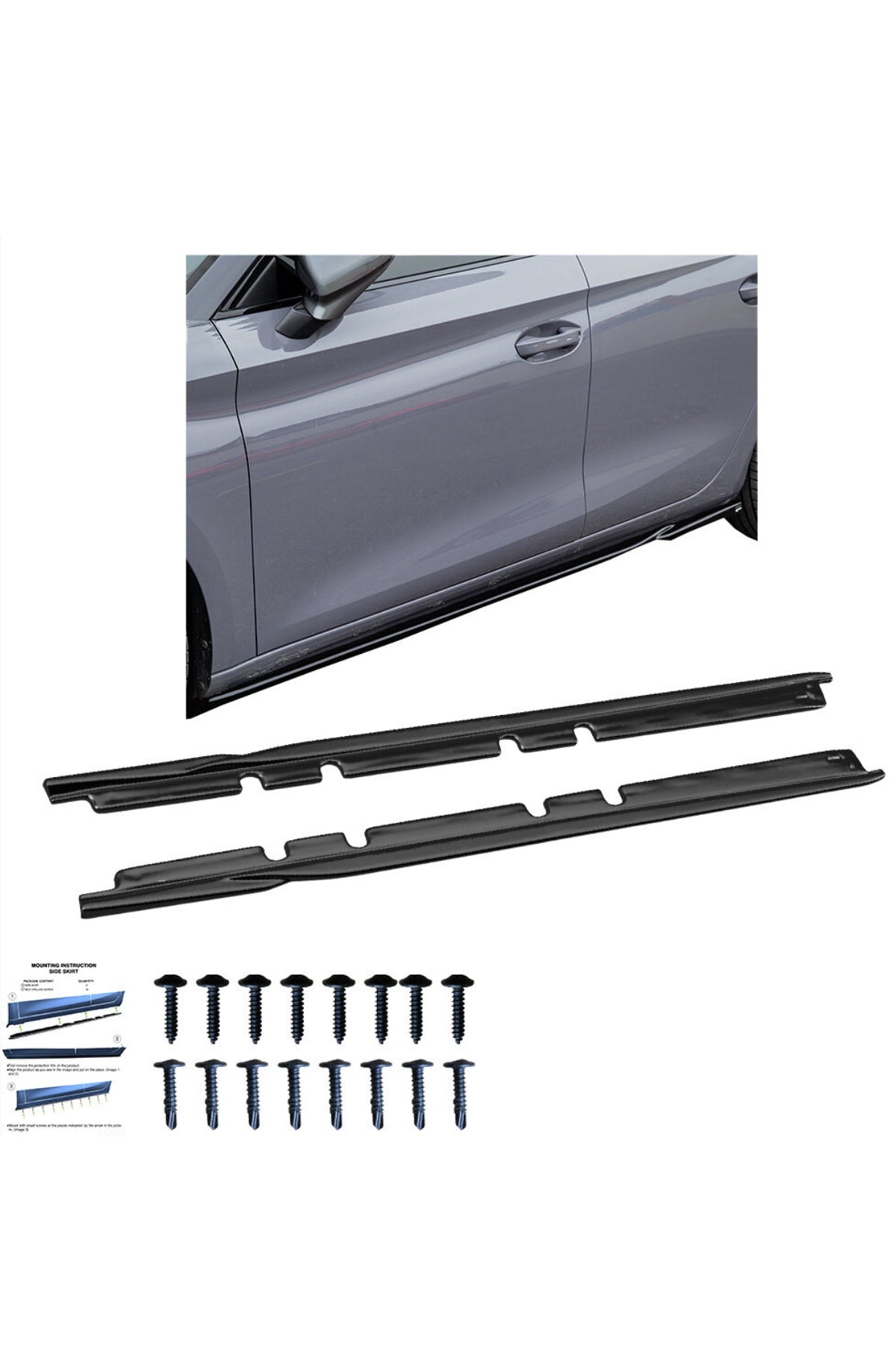 Cupra Leon 2020+ Piano Black Marşpiyel Seti | Yan Etek / Side Skirt Kaplama – Parlak Siyah