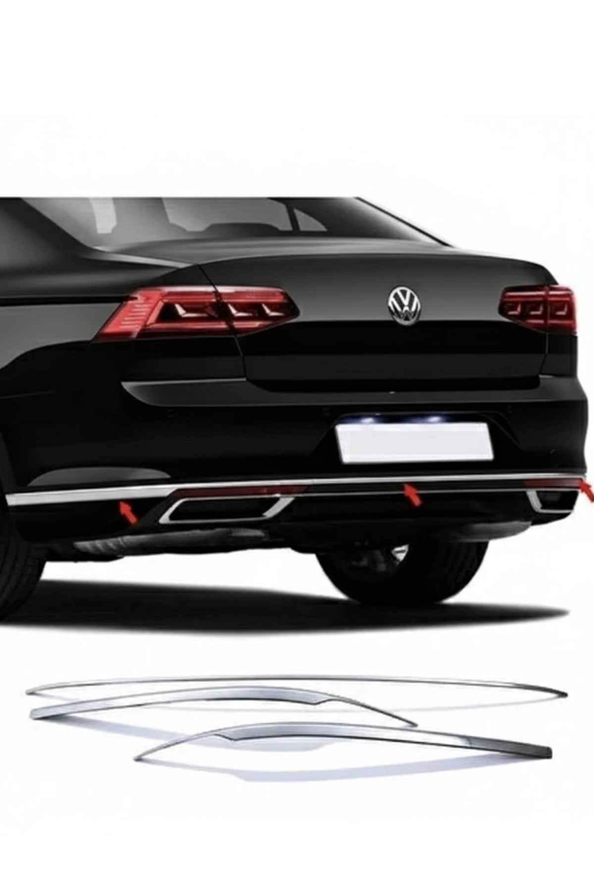 Volkswagen Passat B8.5 Arka Tampon Çıtası 3’Lü Set | Krom | Bagaj Altı Kaplama