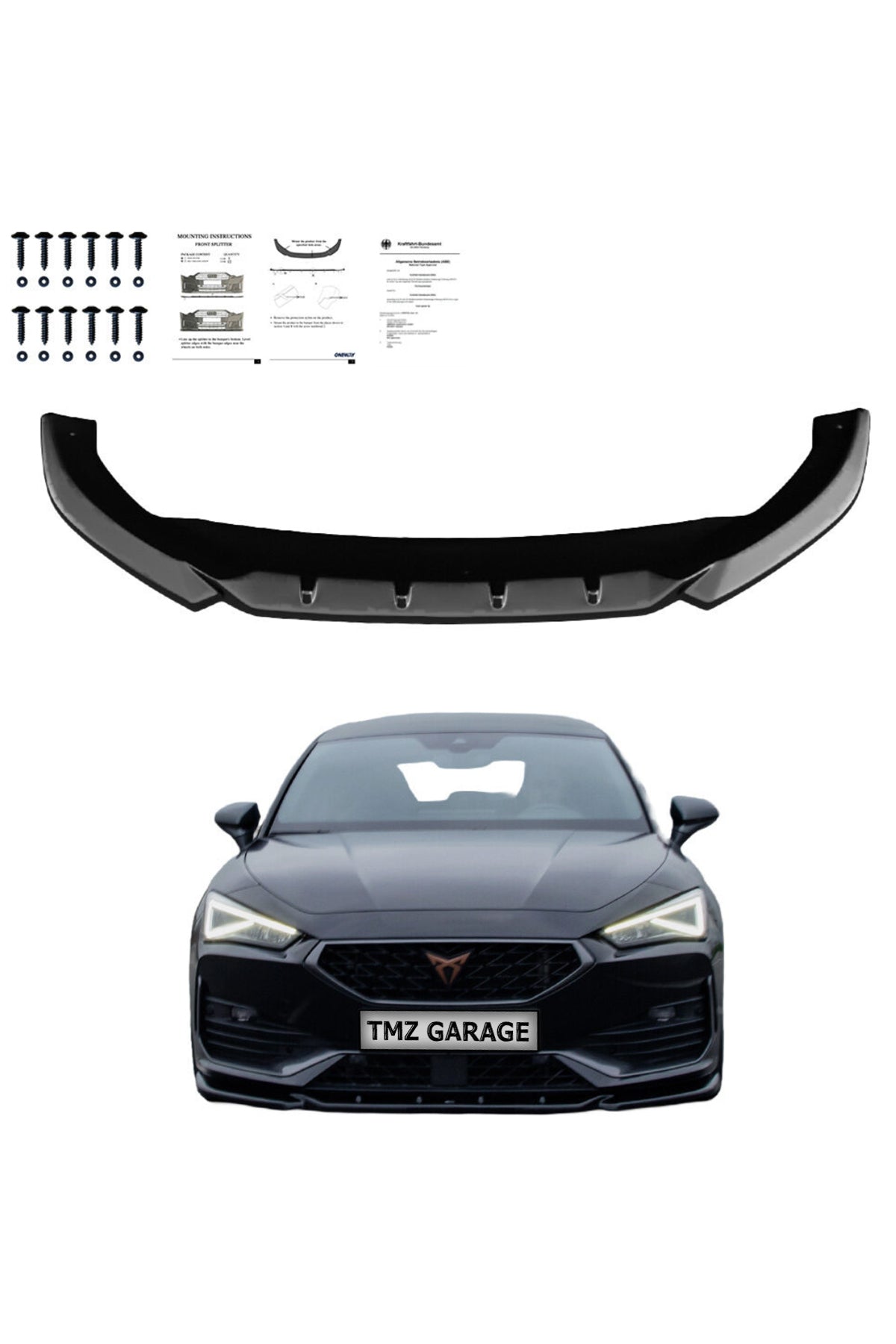 Cupra Leon 2020-2024 Piano Black Ön Lip | Ön Tampon Alt Lip / Spoiler – Parlak Siyah