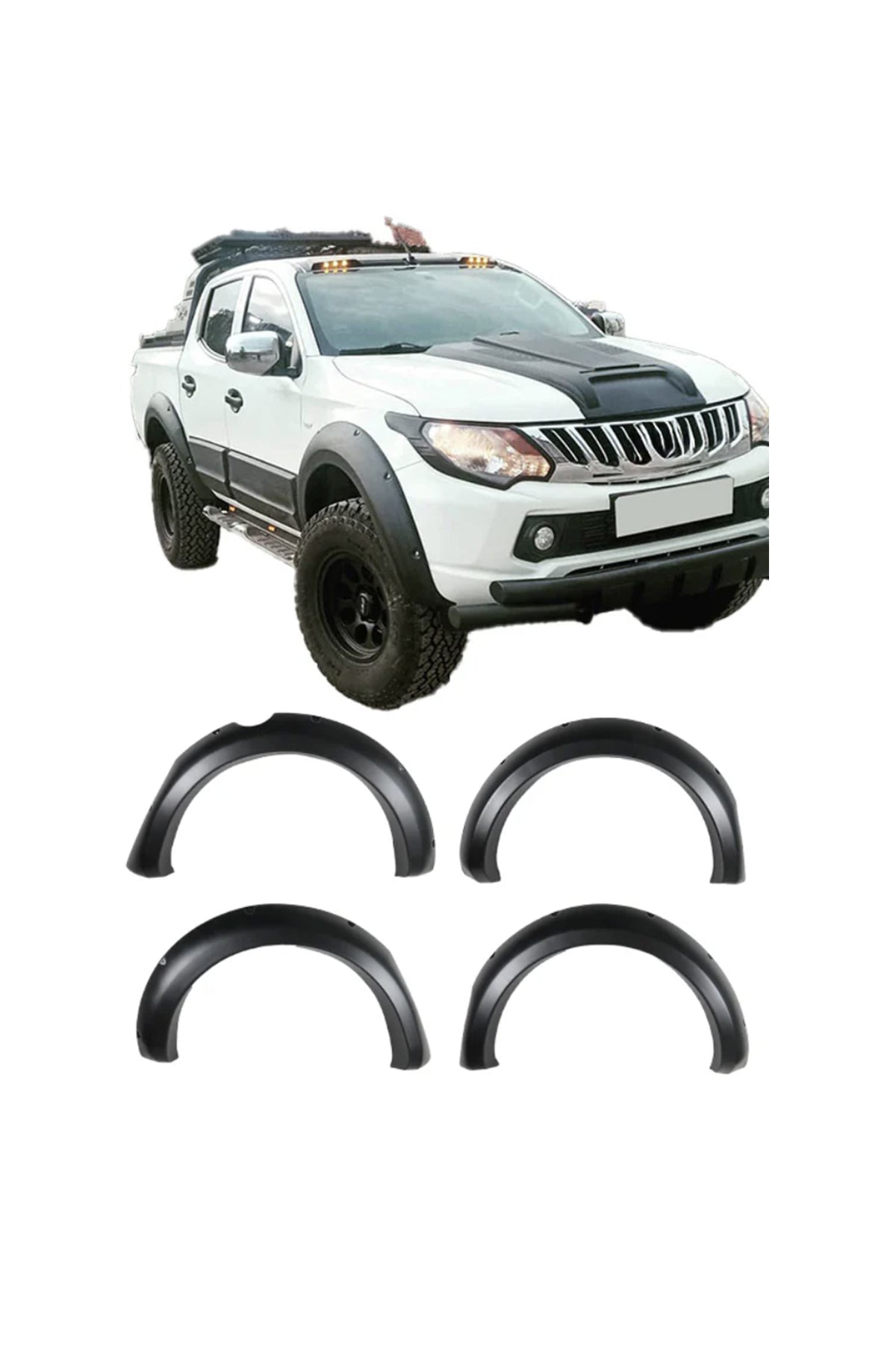 Mitsubishi L200 Triton 2015-2018 Çamurluk Dodik Seti | Mat Siyah Vida Görünümlü Çamurluk Dodik