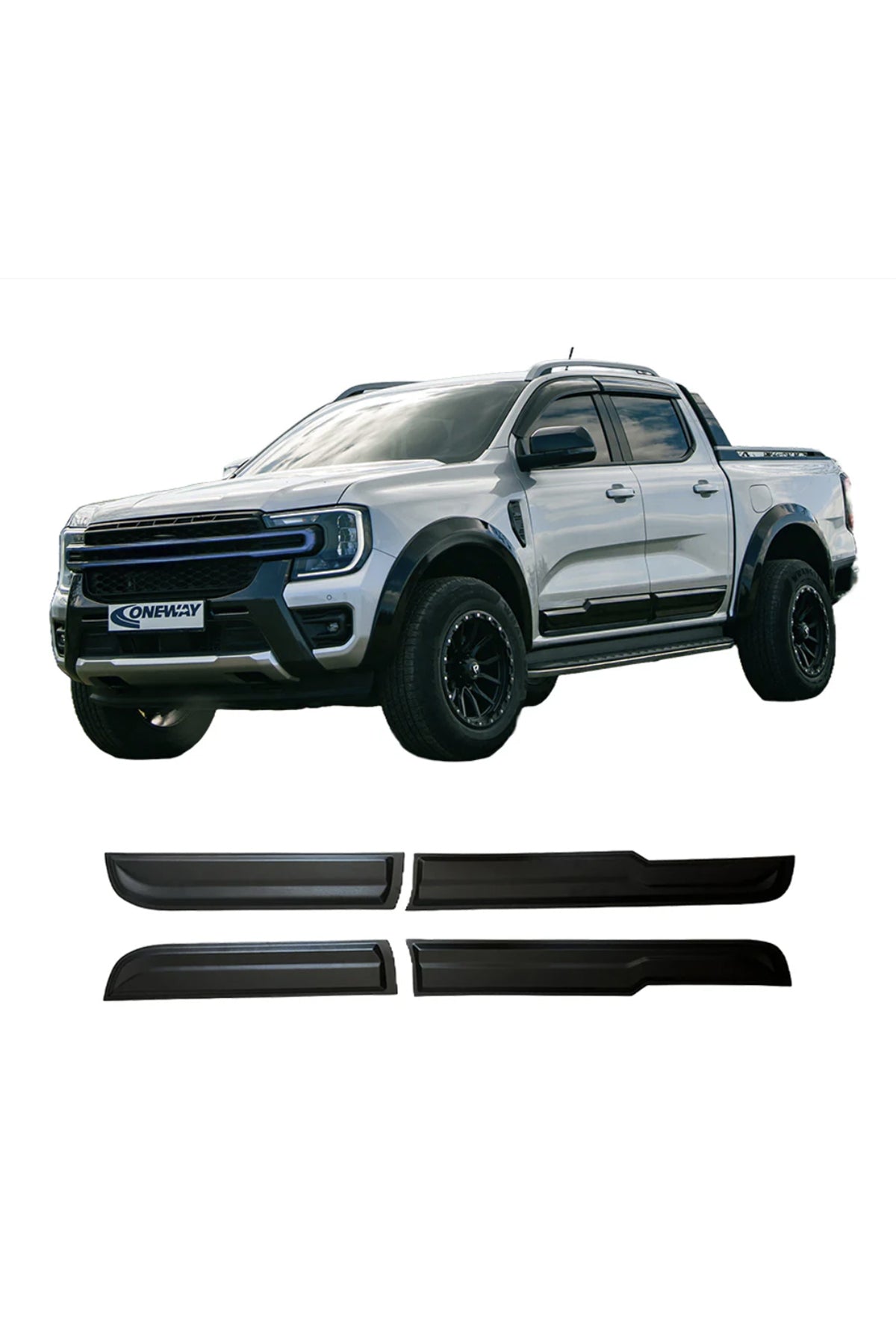 Ford Ranger T9 Kapı Koruma Seti 4 Parça | Piano Black (Parlak Siyah) Kapı Yan Koruma