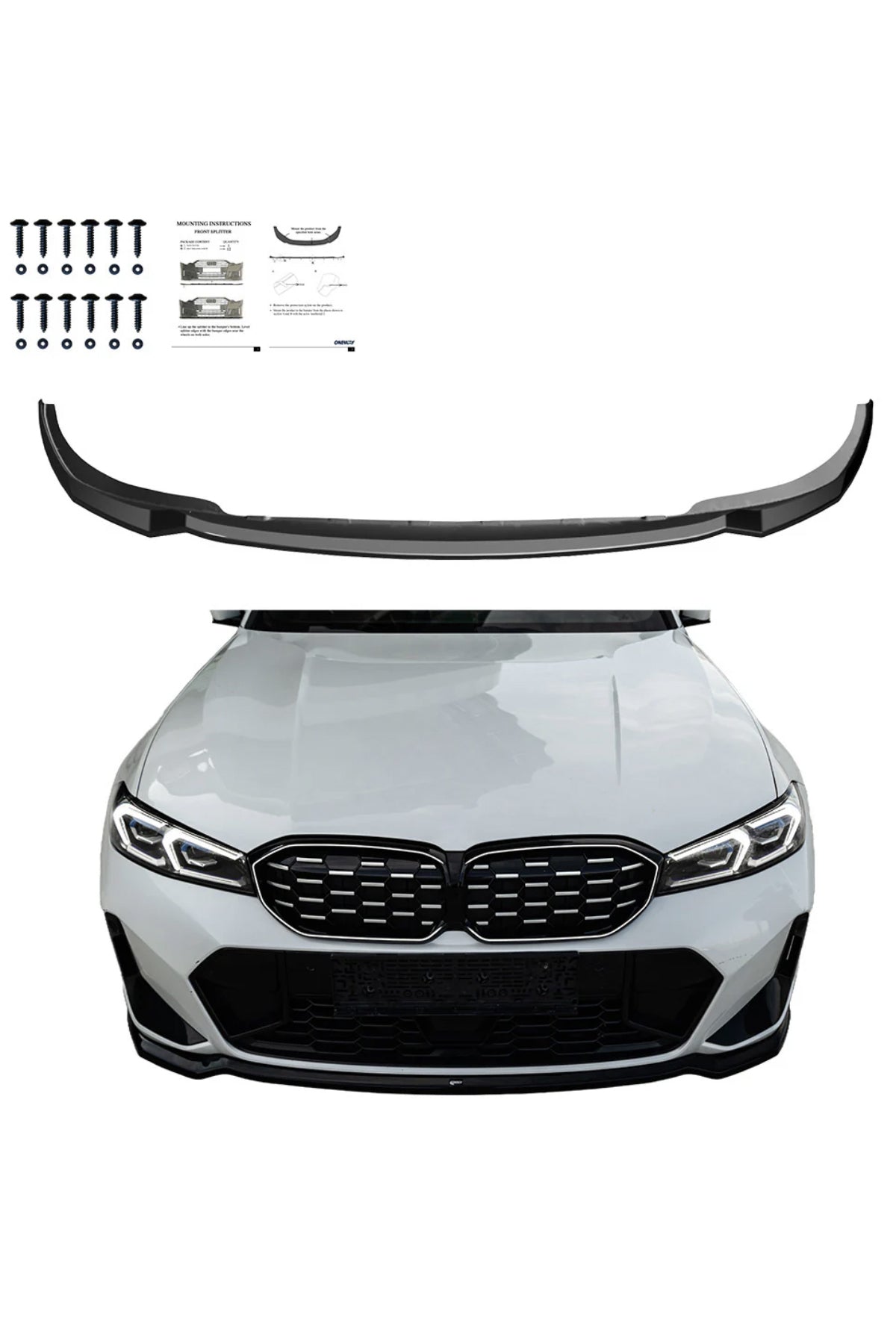 Bmw 3 Serisi G20 2022+ Ön Lip Parlak Siyah | Sport Ön Tampon Lipi Body Kit Ön Tampon Alt Lip