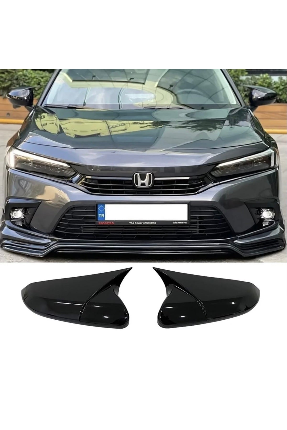 2022+ Honda Civic Fe Batman Yarasa Ayna Kapağı Kaplama Piano Black