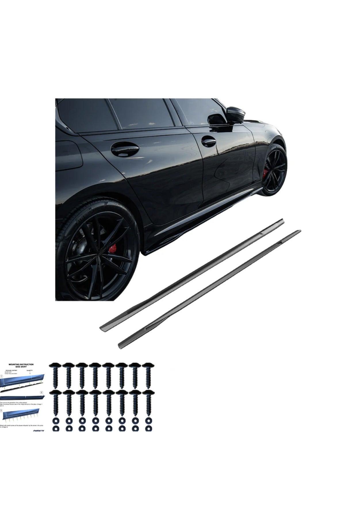 BMW 3 Serisi G20 2018+ Yan Marşpiyel M Paket Uyumlu Piano Black Marşpiyel Eki